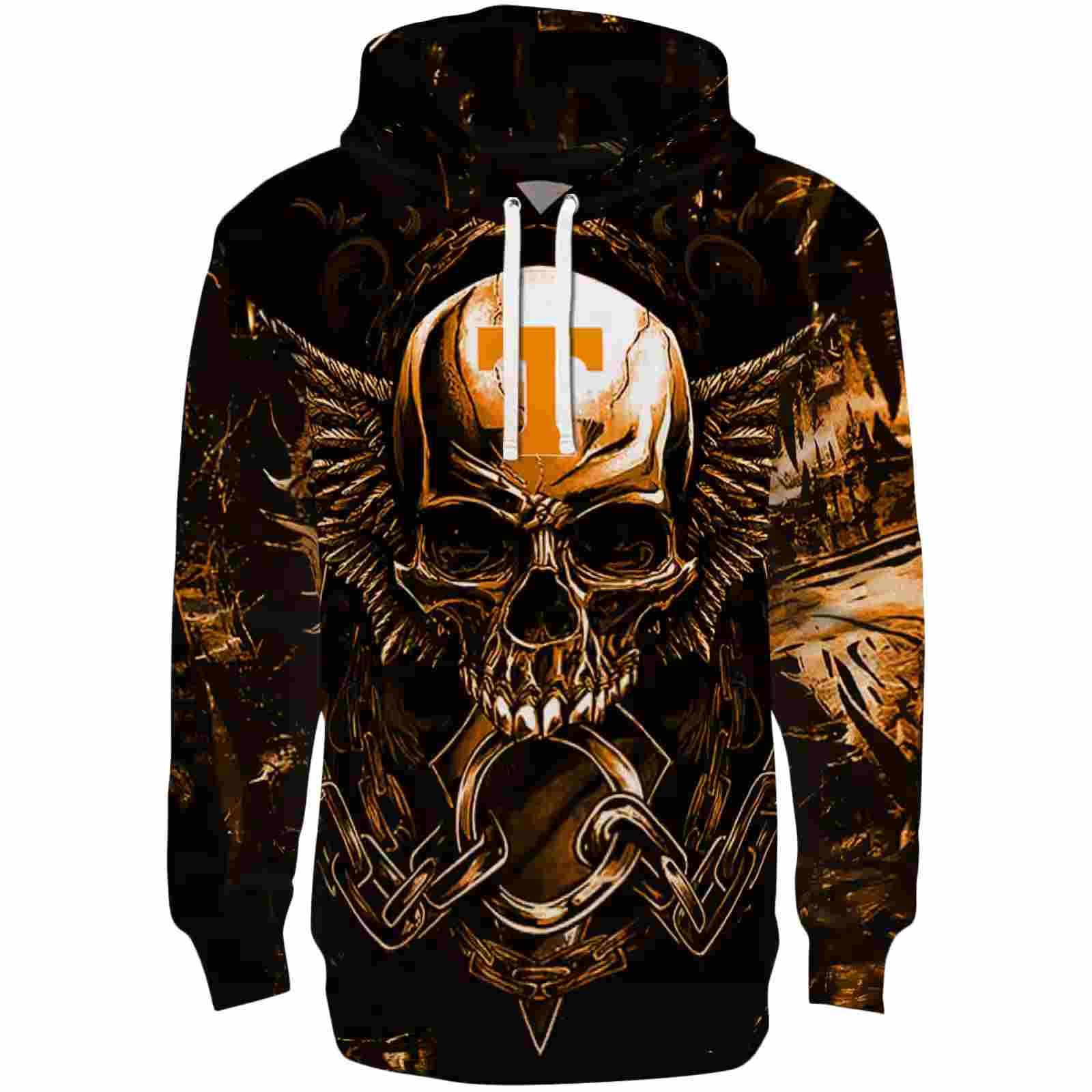 Tennessee Volunteers Skull Artwork Orange Black Hoodie