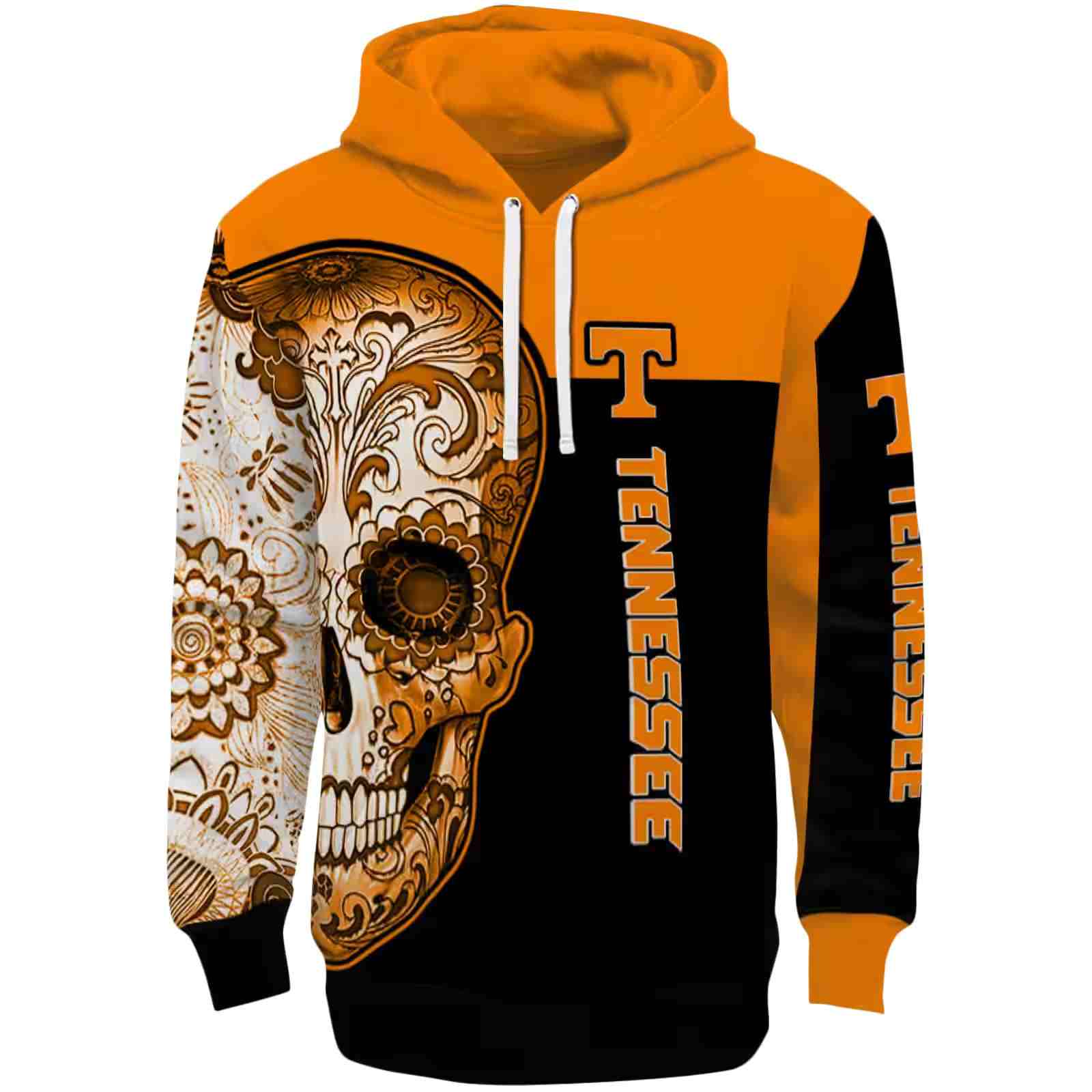 Tennessee Volunteers Sugar Skull Orange Black Hoodie
