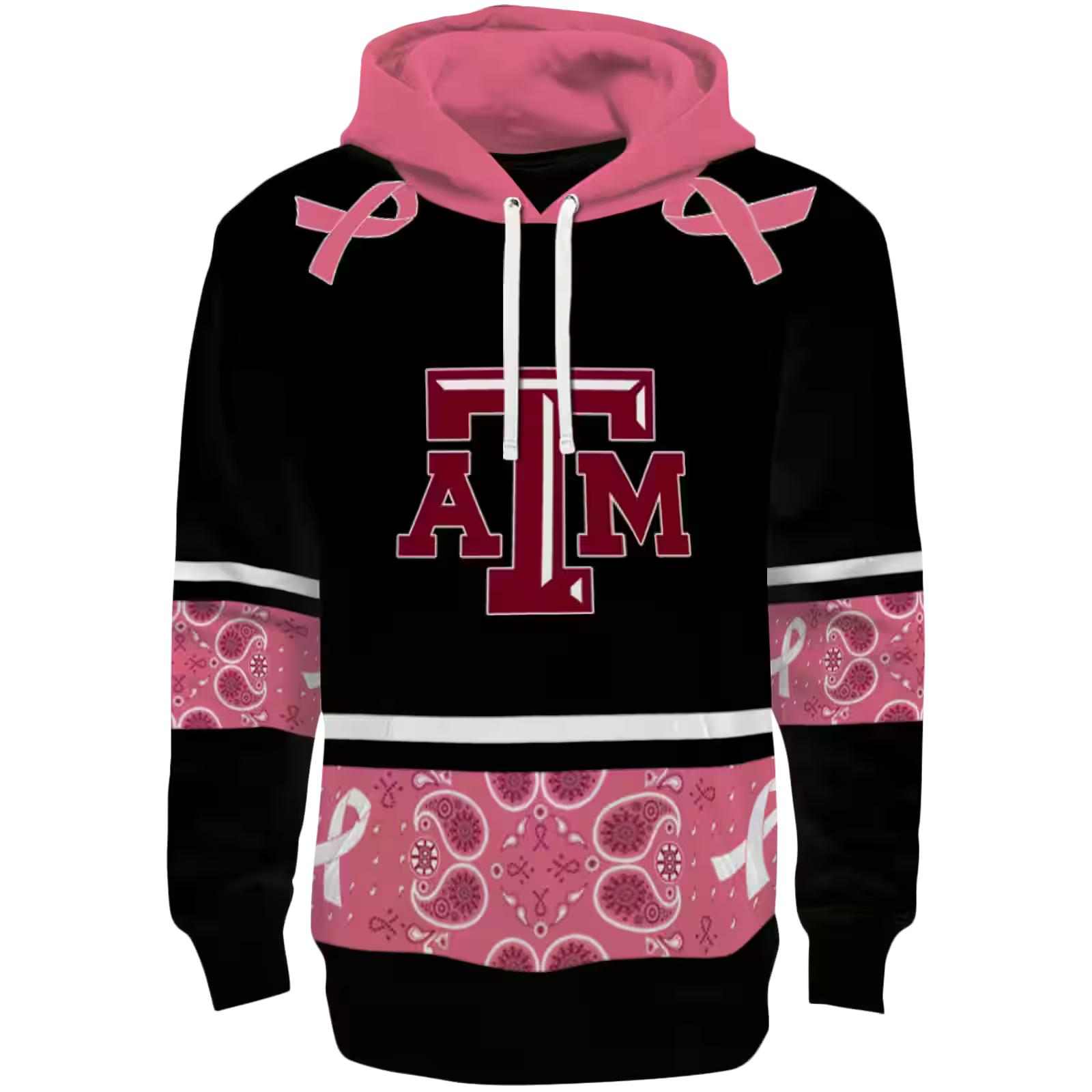 Texas A&M Aggies Awareness Ribbon Black Pink Hoodie