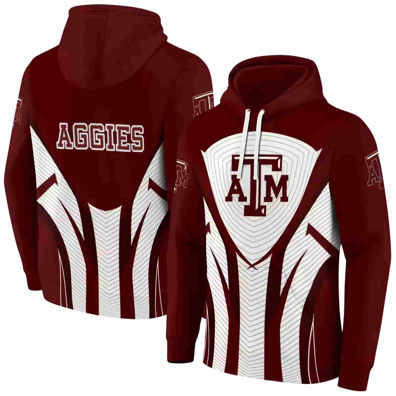 texas am aggies concentric lines maroon black hoodie fashion forward