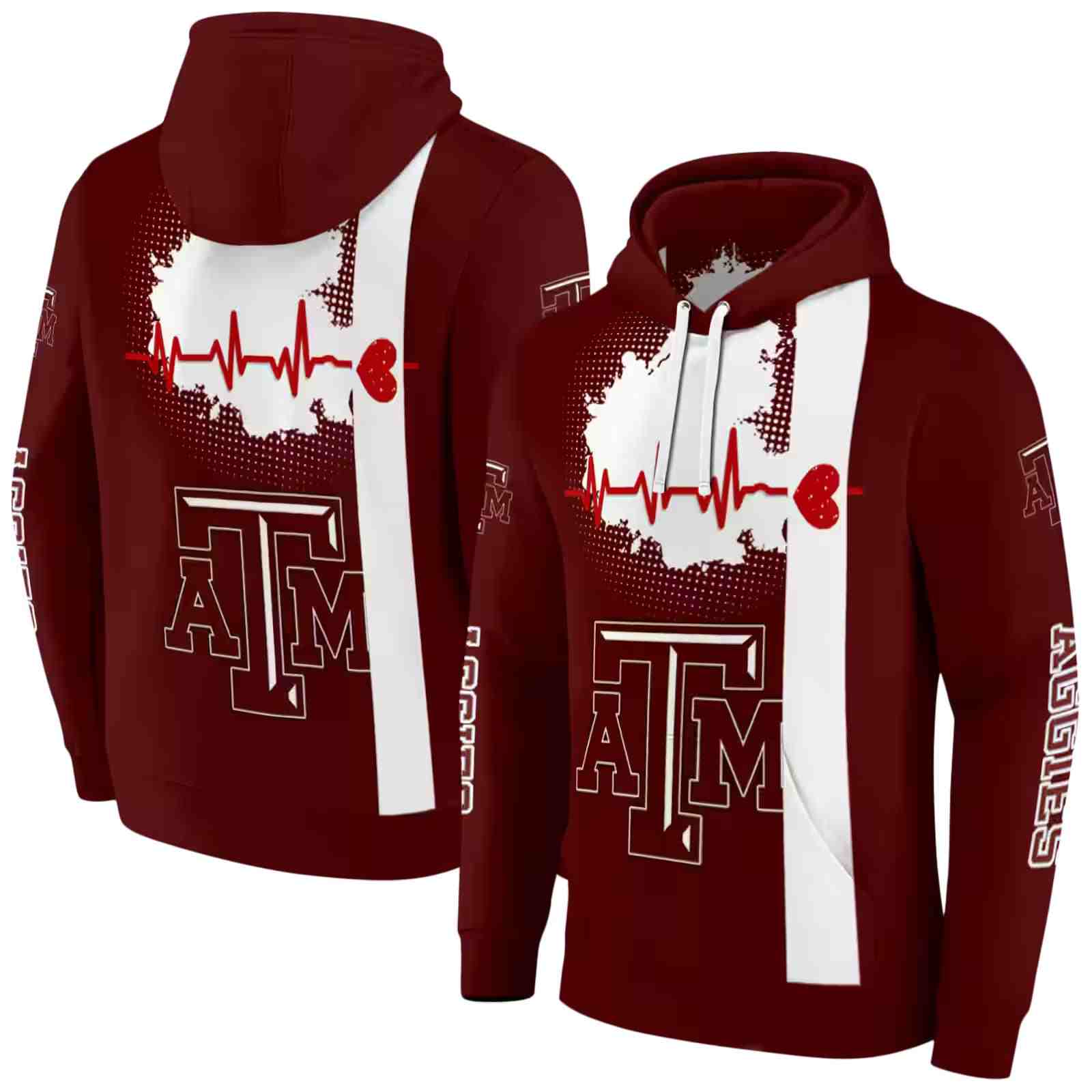 texas am aggies football heartbeat maroon hoodie fashion forward