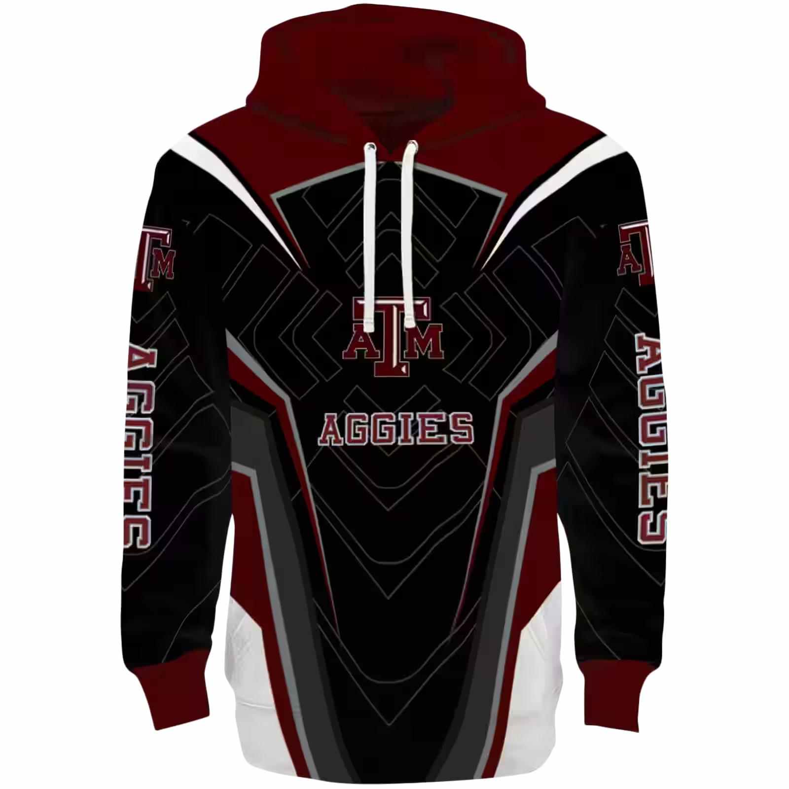 Texas A&M Aggies Futuristic Pattern Maroon Black Hoodie