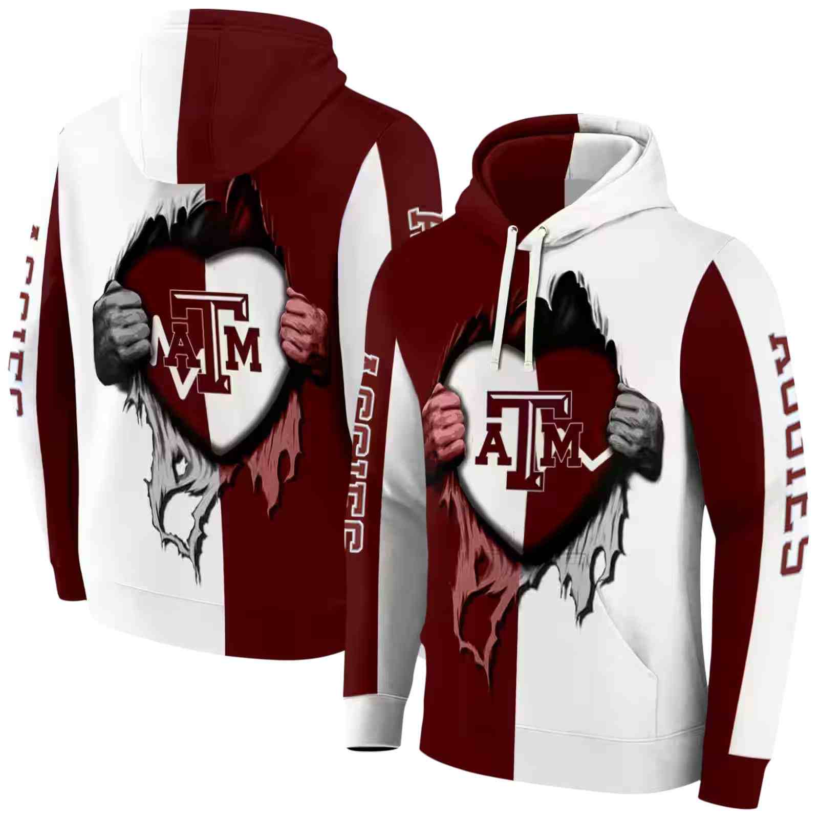 texas am aggies heartbeat graphic maroon hoodie fashion forward