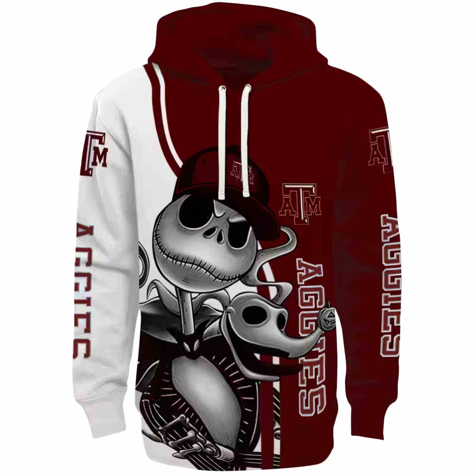 Texas A&M Aggies Jack Skellington Maroon Hoodie