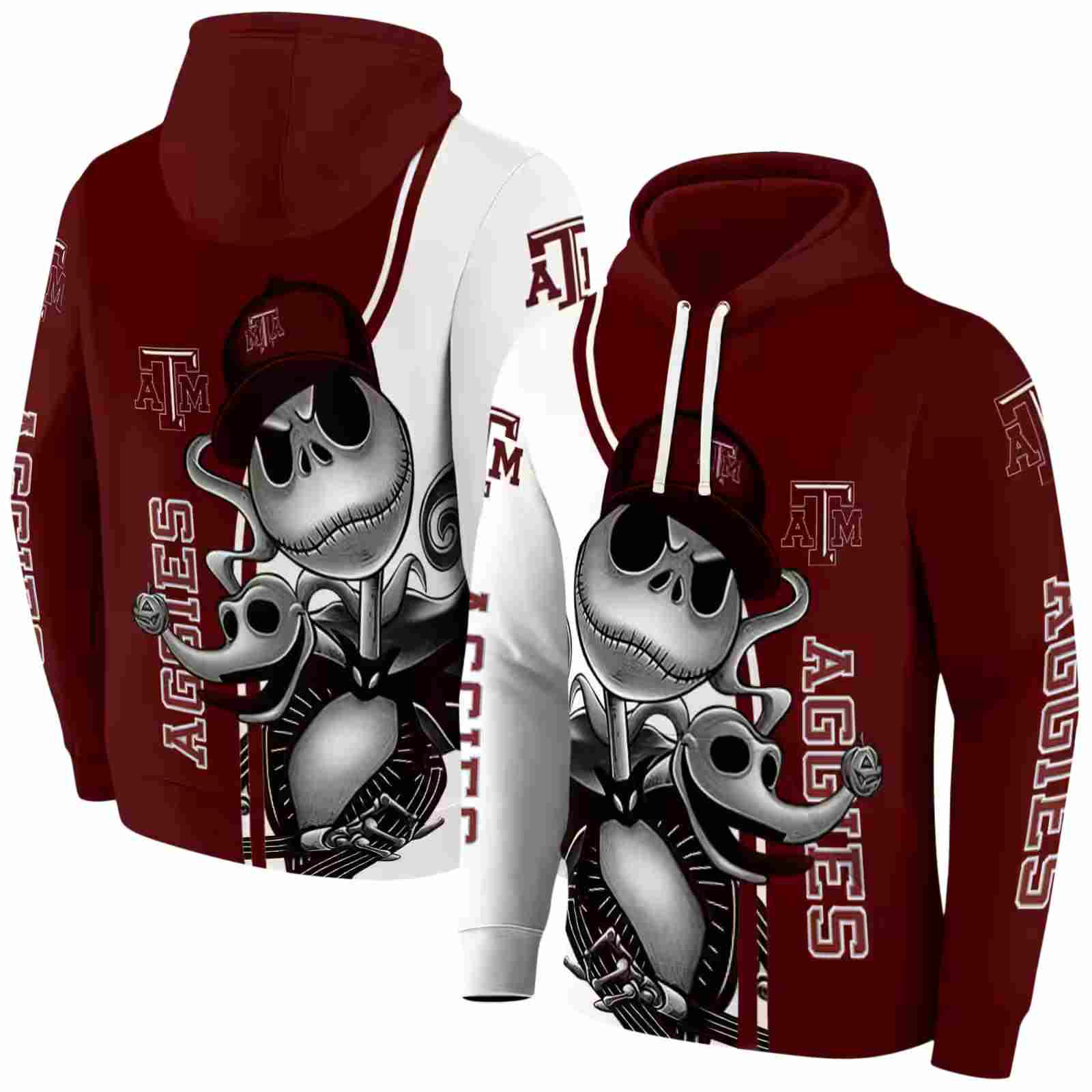 texas am aggies jack skellington maroon hoodie fashion forward