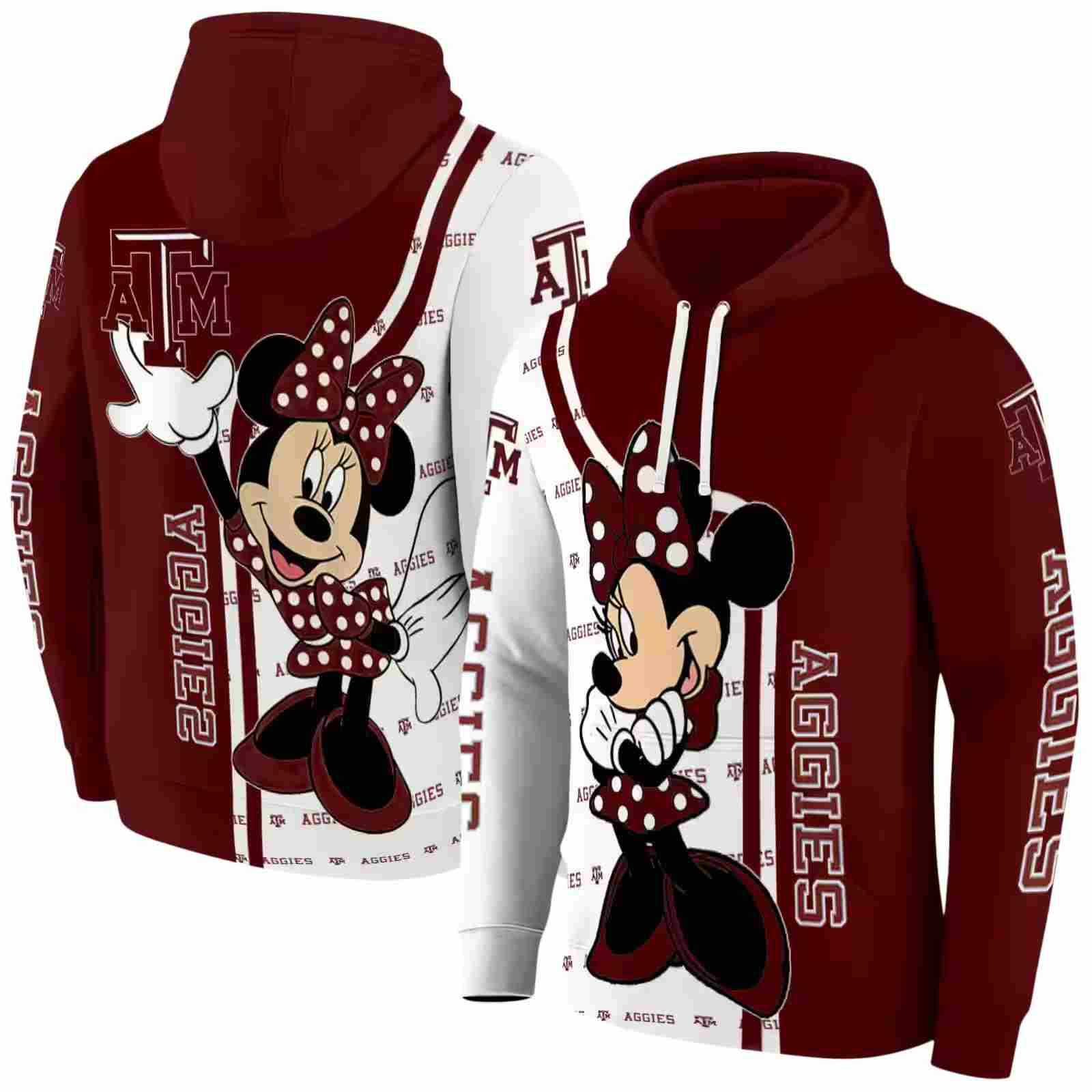 texas am aggies minnie mouse maroon hoodie fashion forward