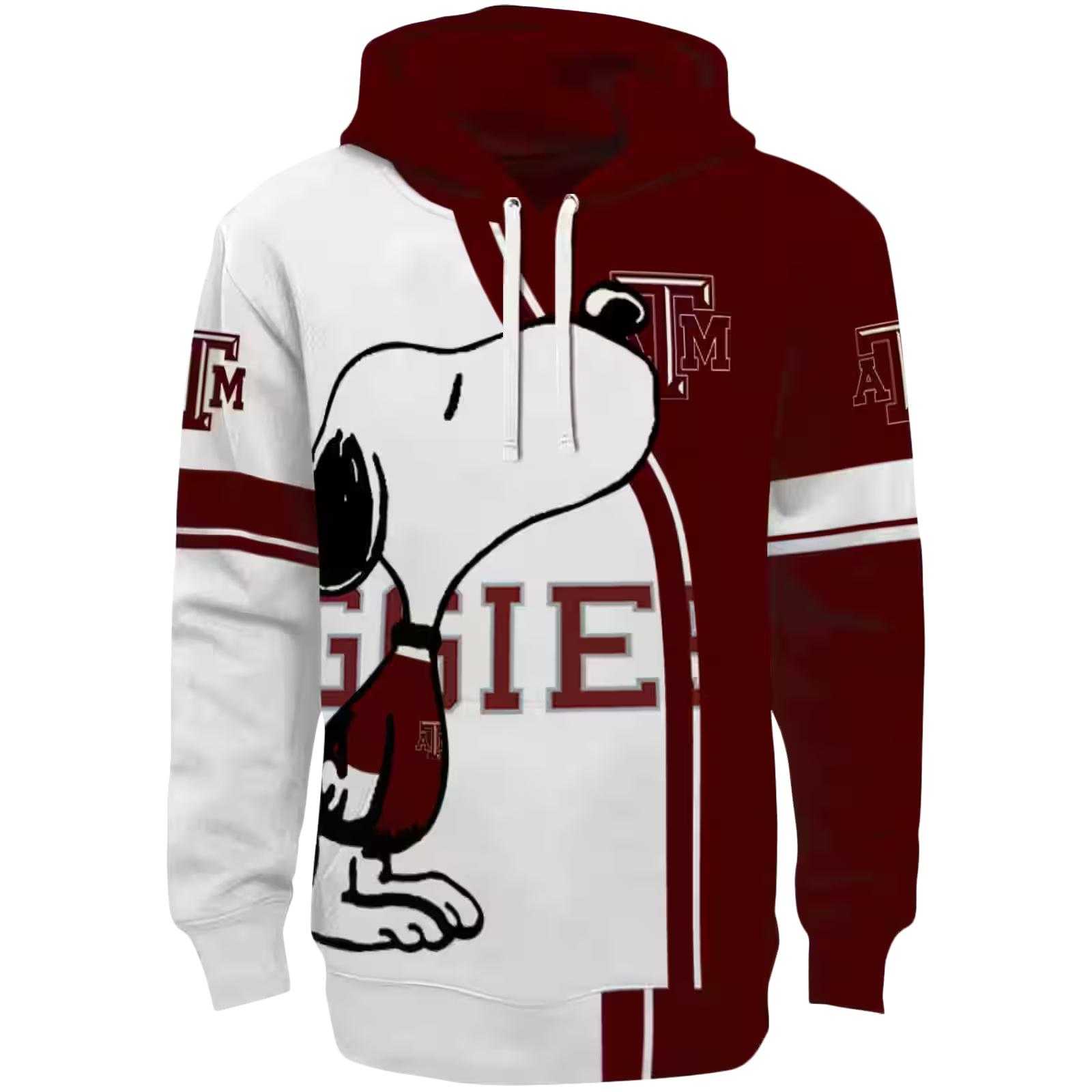 Texas A&M Aggies Playful Snoopy Maroon Hoodie