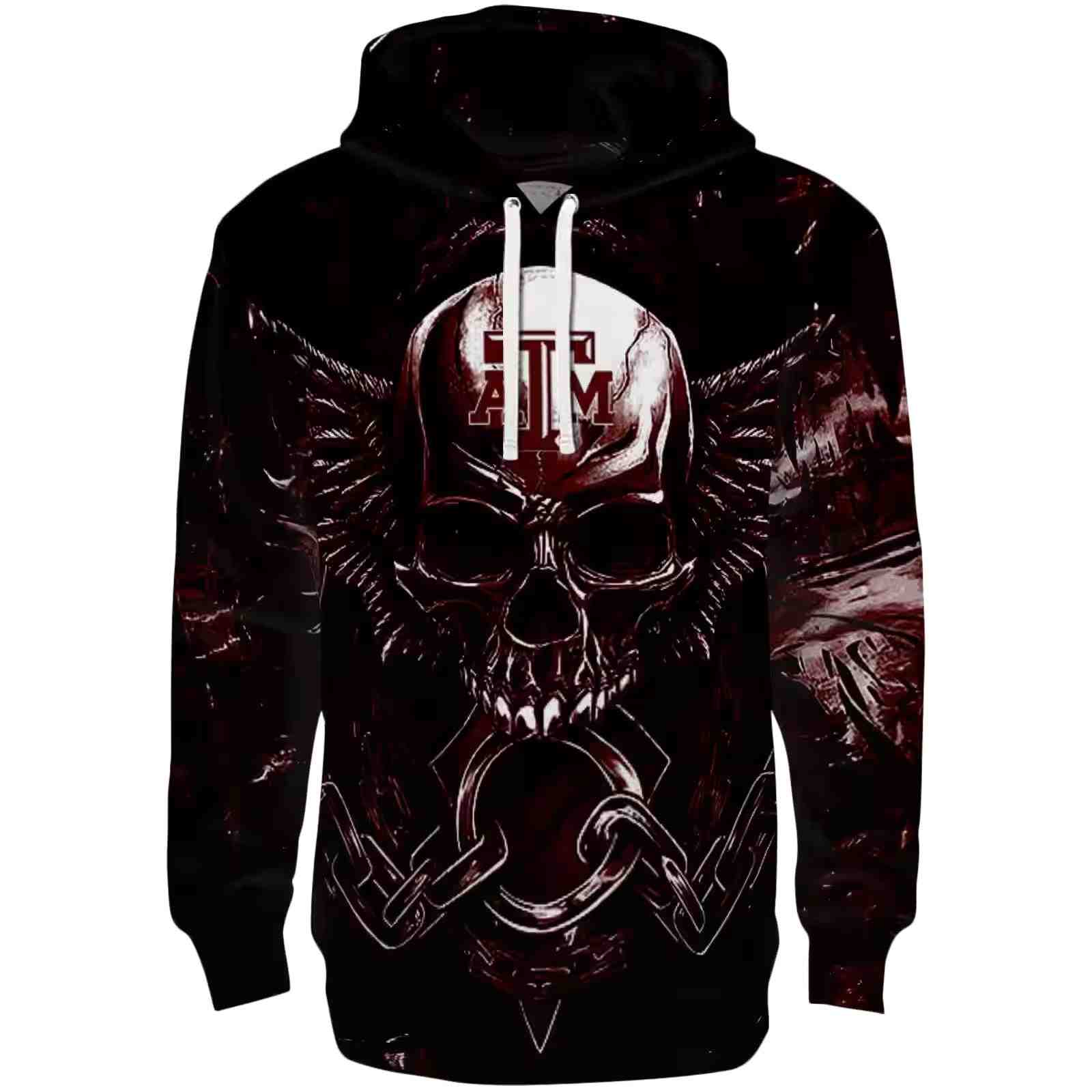 Texas A&M Aggies Skull Artwork Maroon Black Hoodie