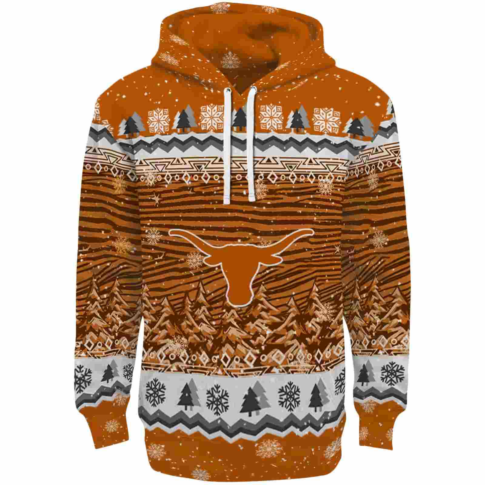 Texas Longhorns Christmas Trees Orange Hoodie