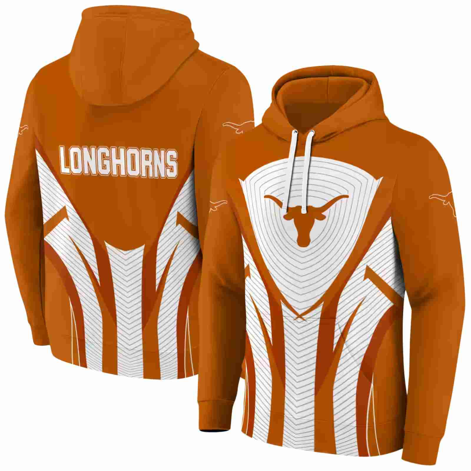 texas longhorns concentric lines orange black hoodie fashion forward