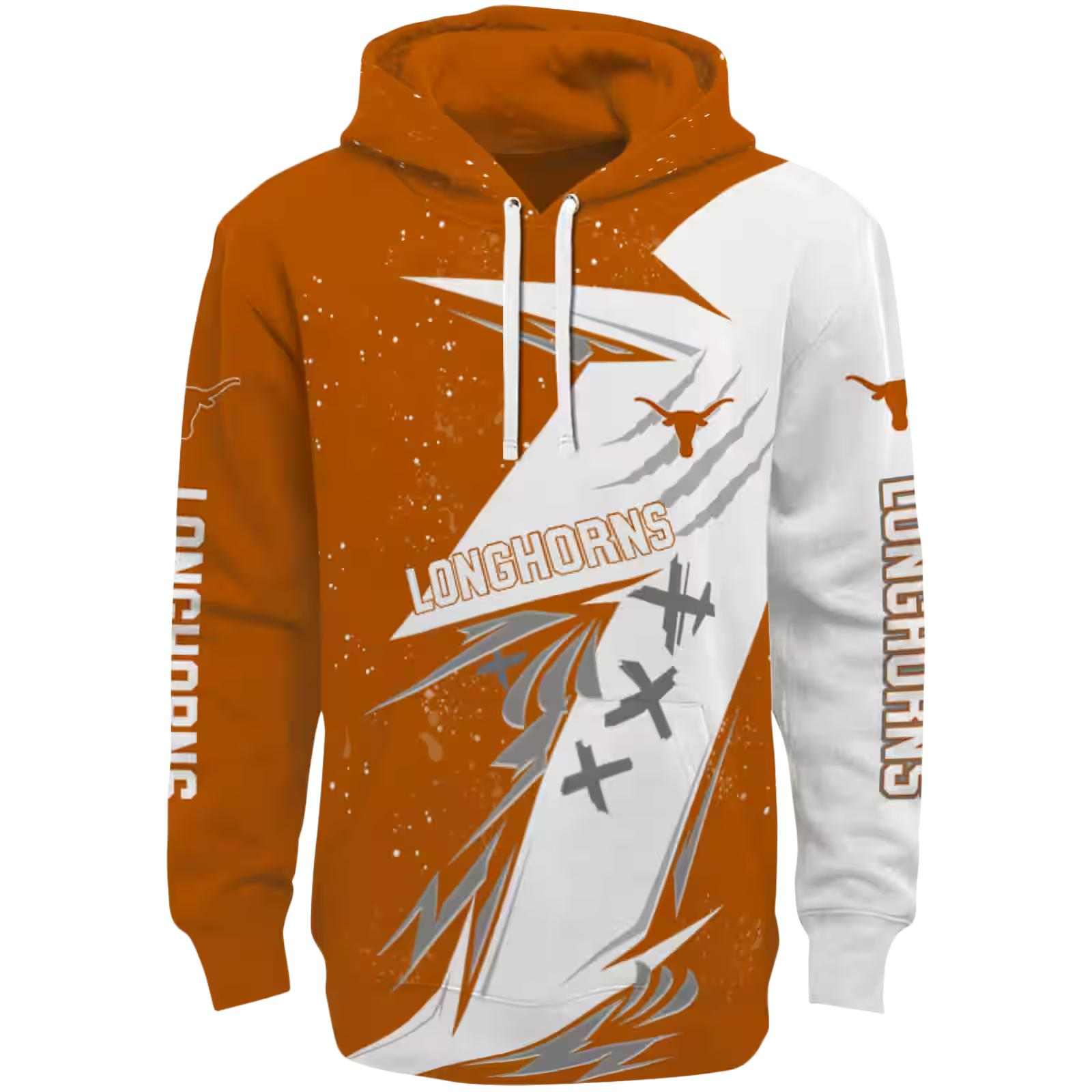 Texas Longhorns Dynamic Slash Orange White Hoodie