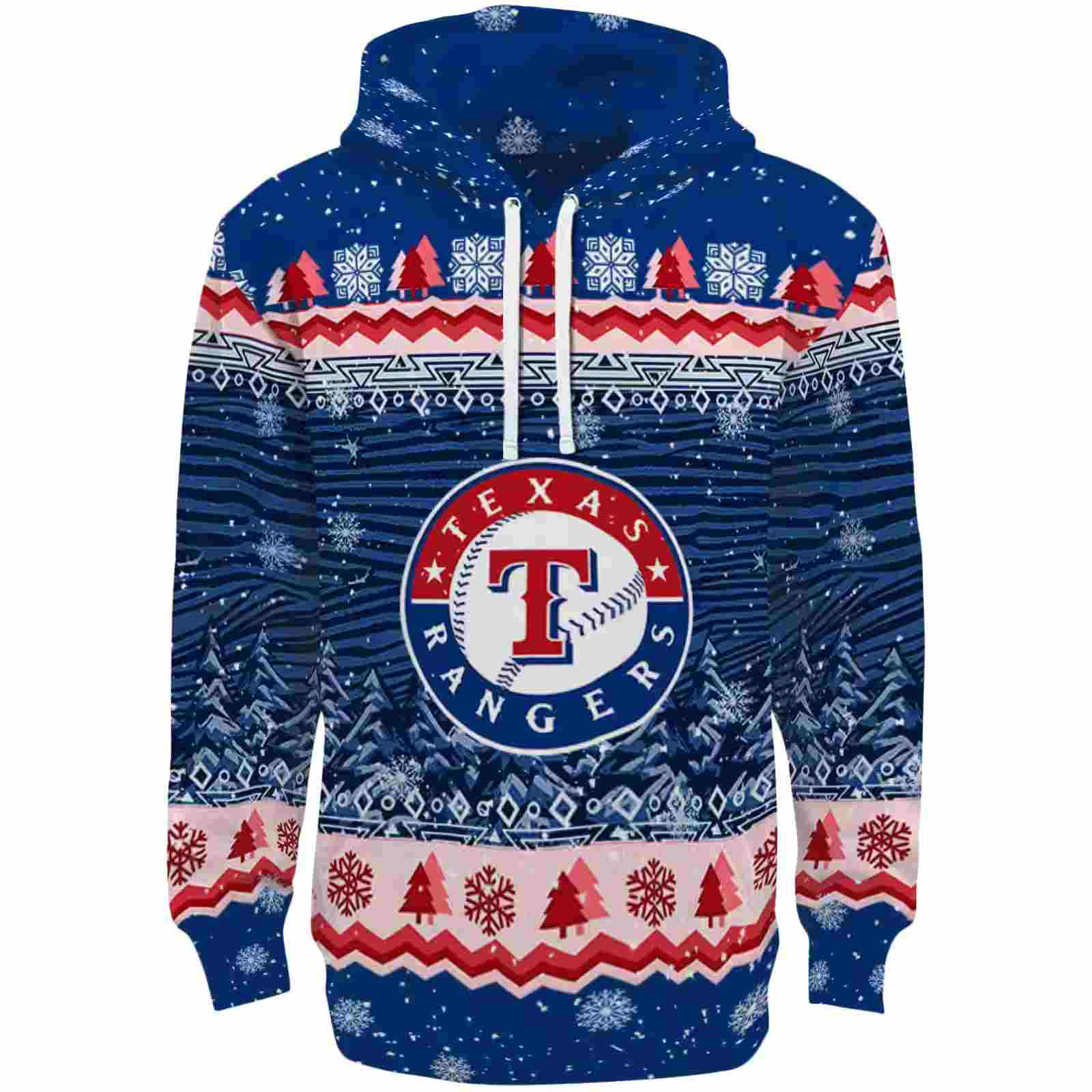 Texas Rangers Christmas Trees Blue Hoodie