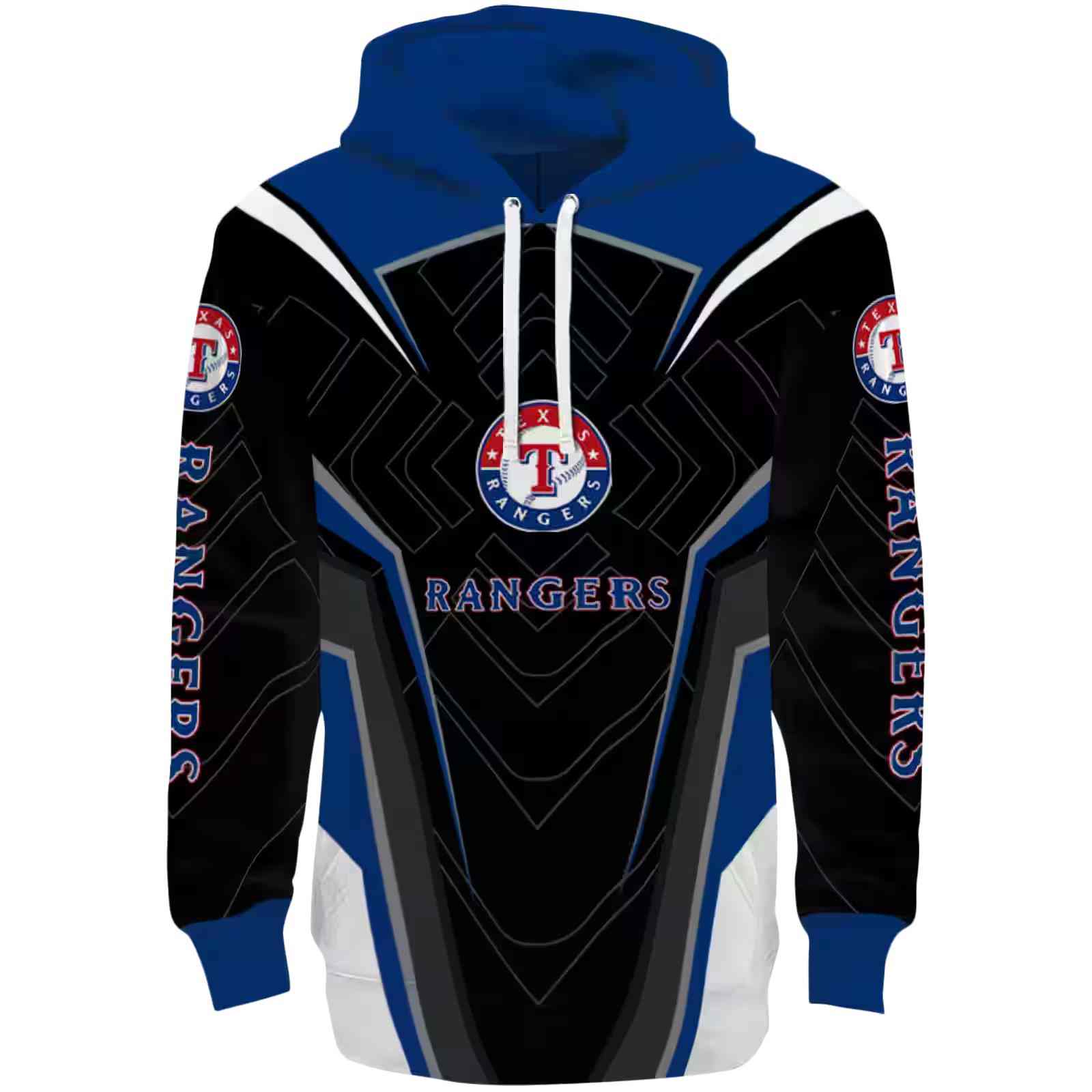 Texas Rangers Futuristic Pattern Blue Black Hoodie