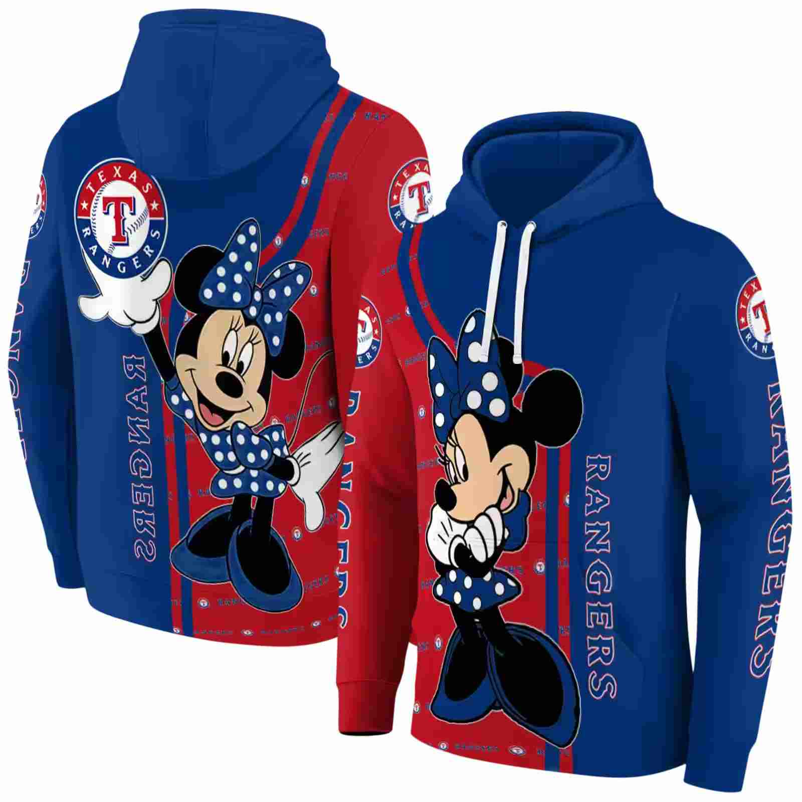 texas rangers minnie mouse blue hoodie fashion forward