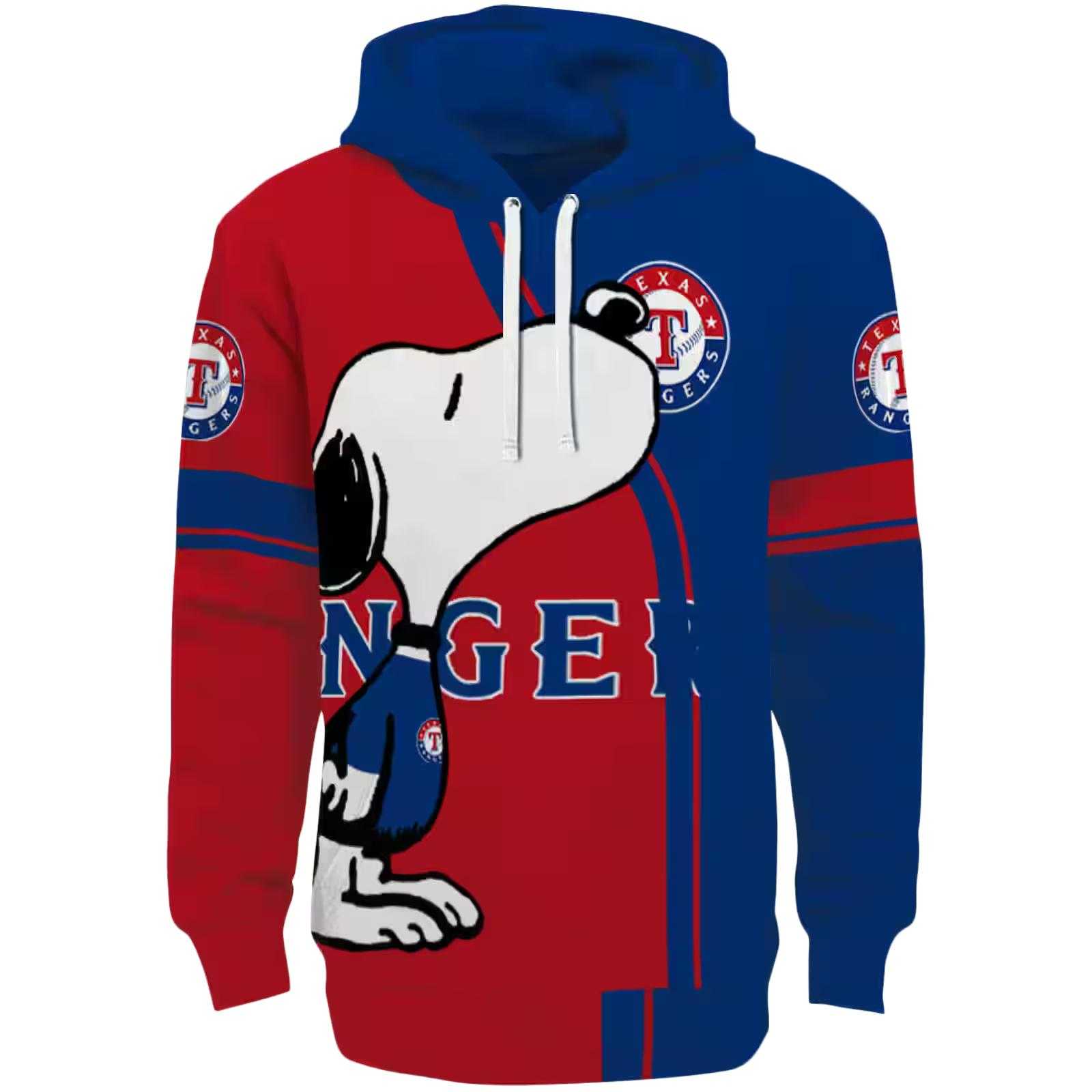 Texas Rangers Playful Snoopy Blue Hoodie