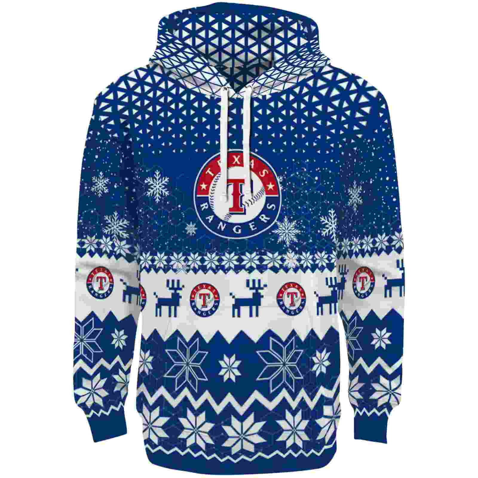 Texas Rangers Reindeer Motif Blue Hoodie