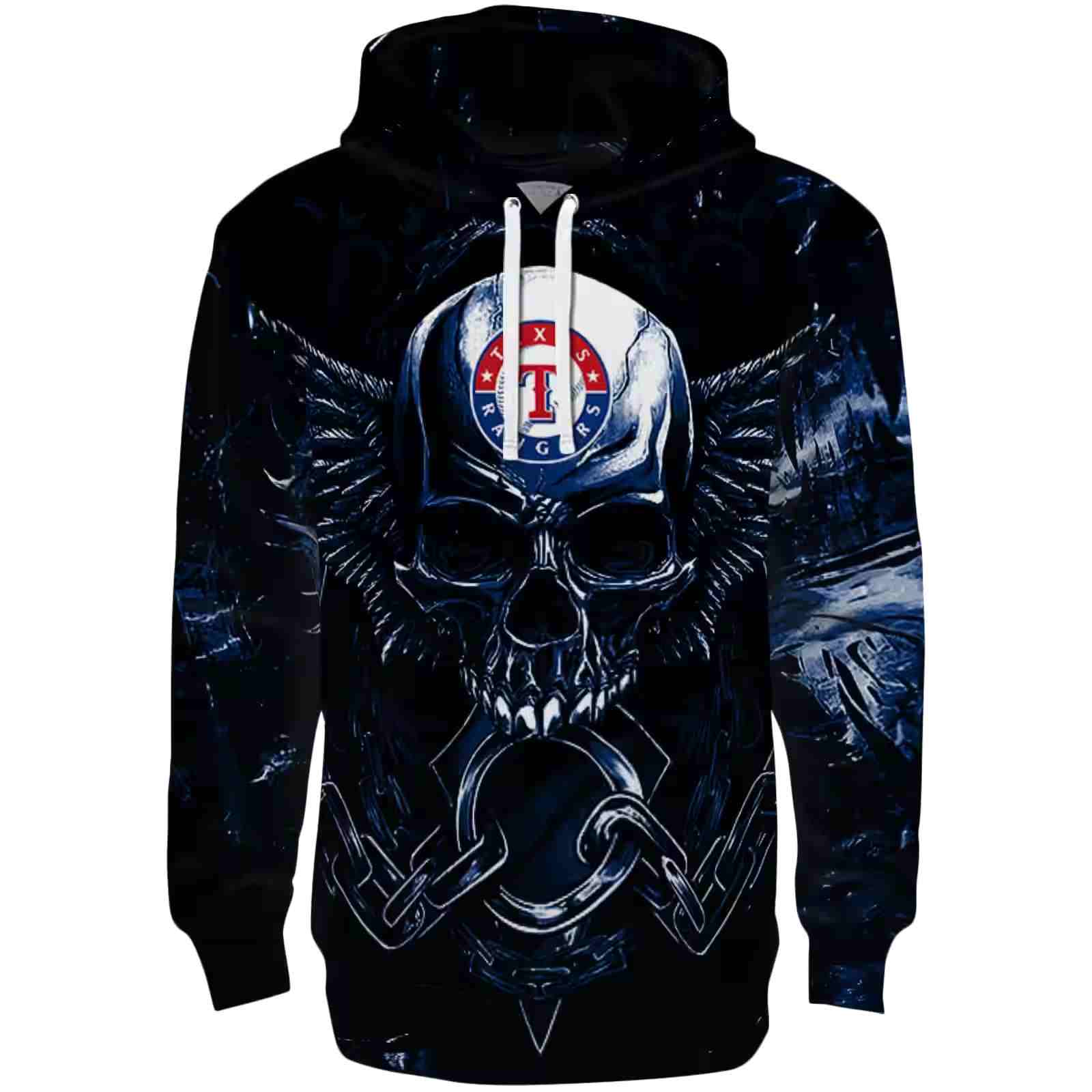 Texas Rangers Skull Artwork Blue Black Hoodie