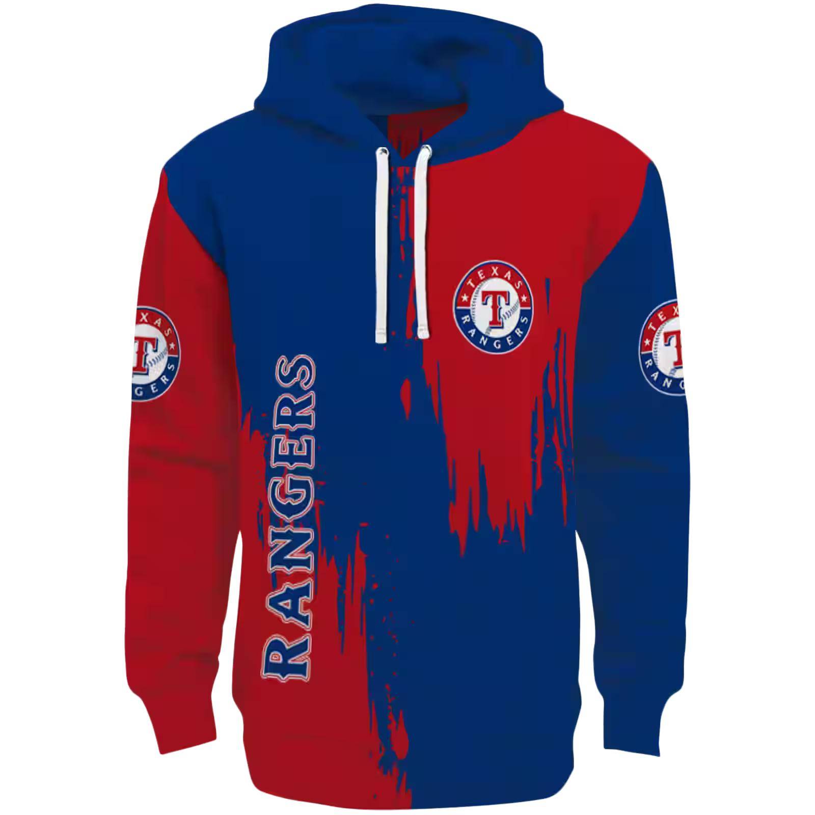 Texas Rangers Splatter Effect Blue Hoodie