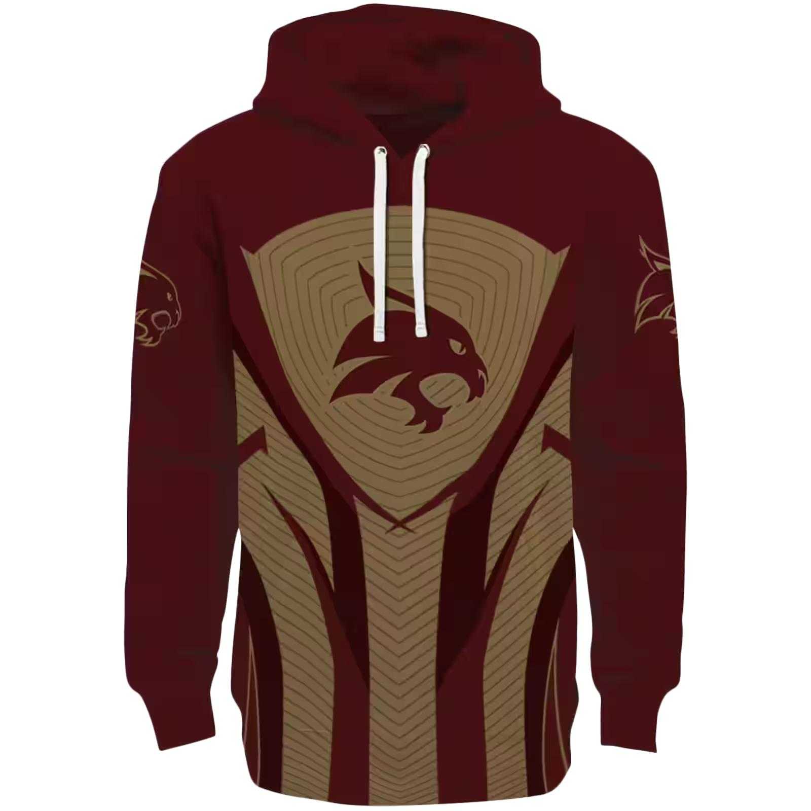 Texas State Bobcats Concentric Lines Maroon Black Hoodie