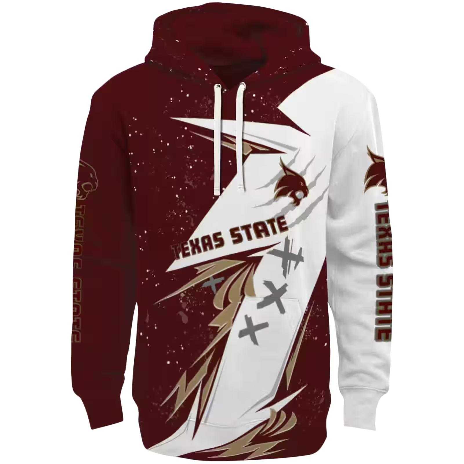 Texas State Bobcats Dynamic Slash Maroon White Hoodie