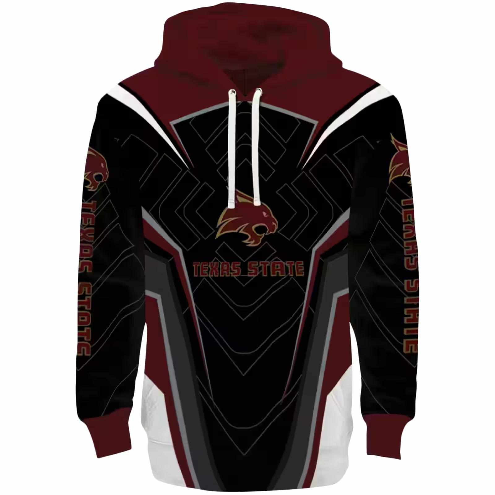 Texas State Bobcats Futuristic Pattern Maroon Black Hoodie