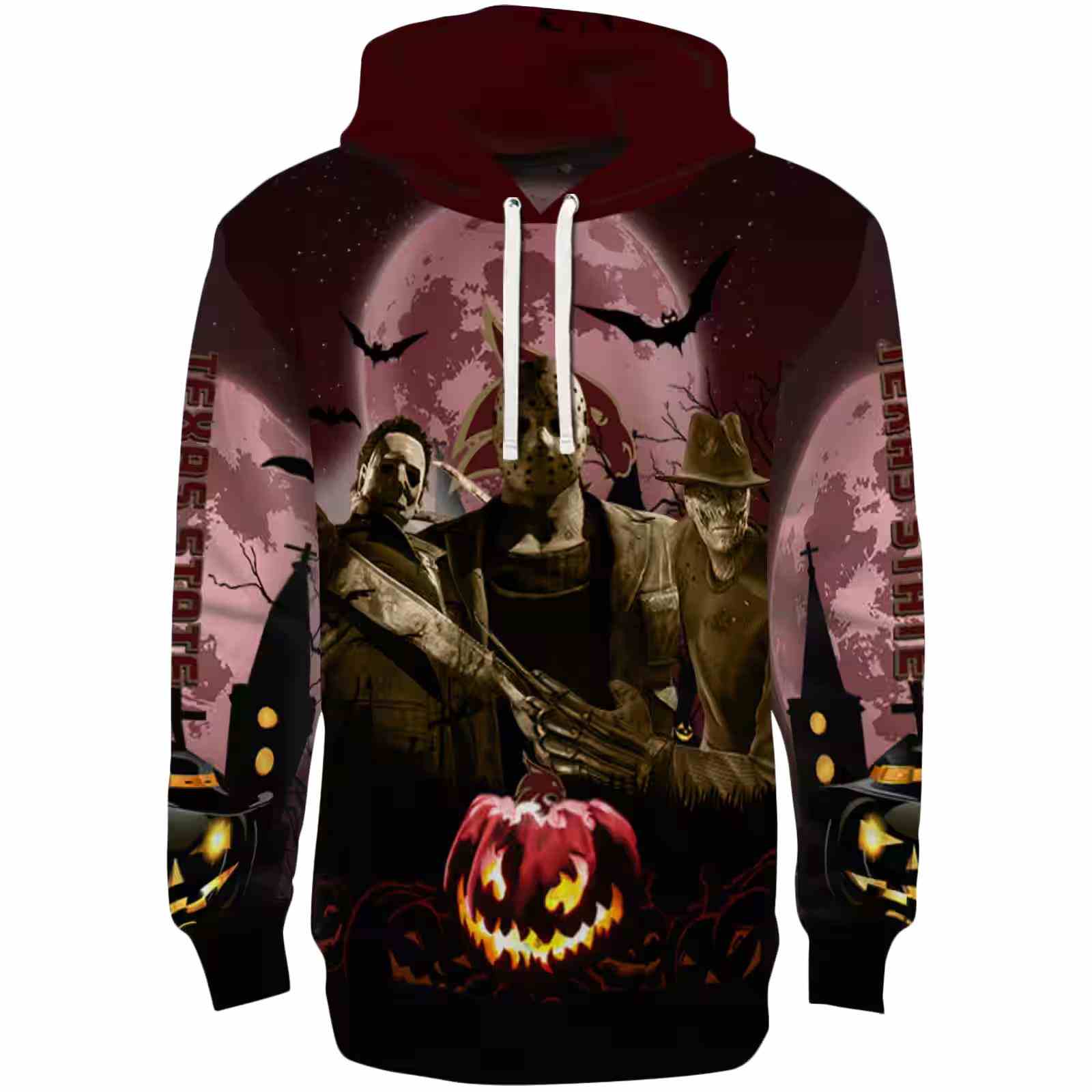 Texas State Bobcats Halloween Vibes Maroon Black Hoodie