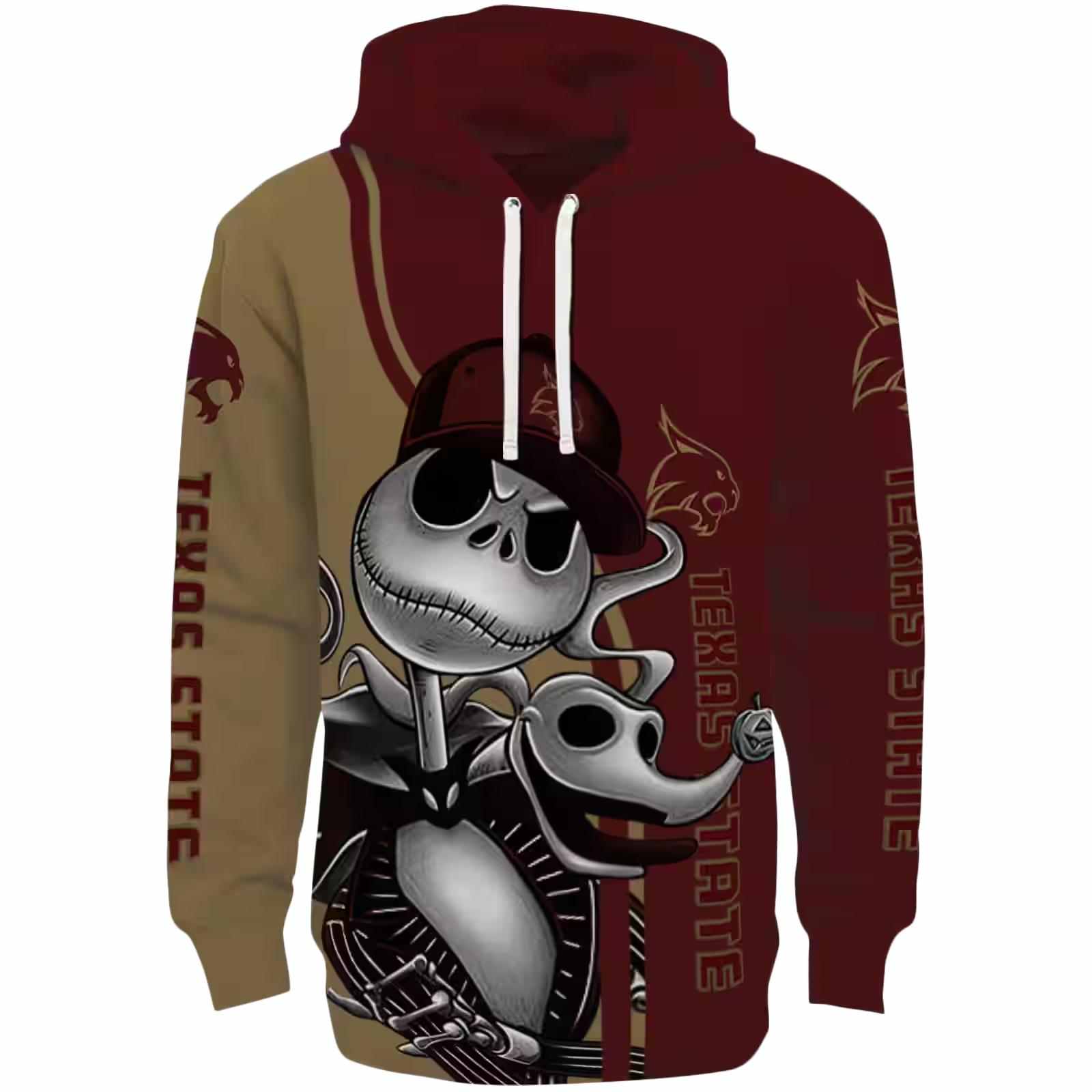 Texas State Bobcats Jack Skellington Maroon Hoodie