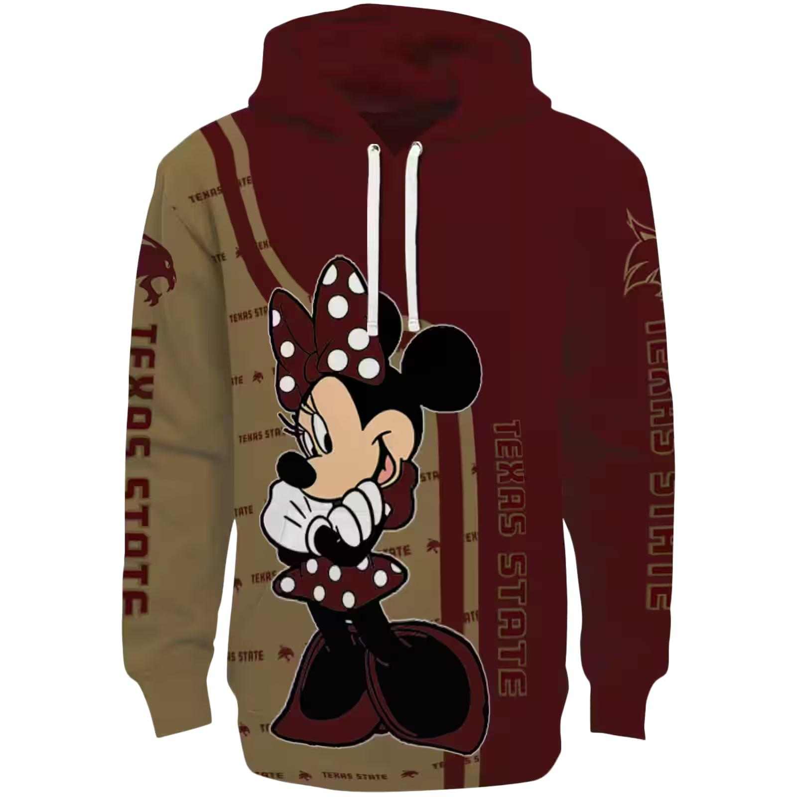 Texas State Bobcats Minnie Mouse Maroon Hoodie