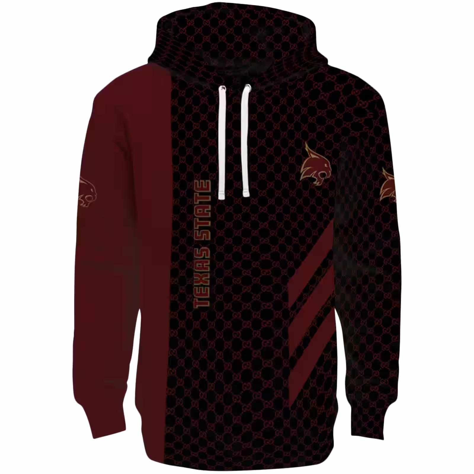 Texas State Bobcats Monogram Pattern Maroon Hoodie