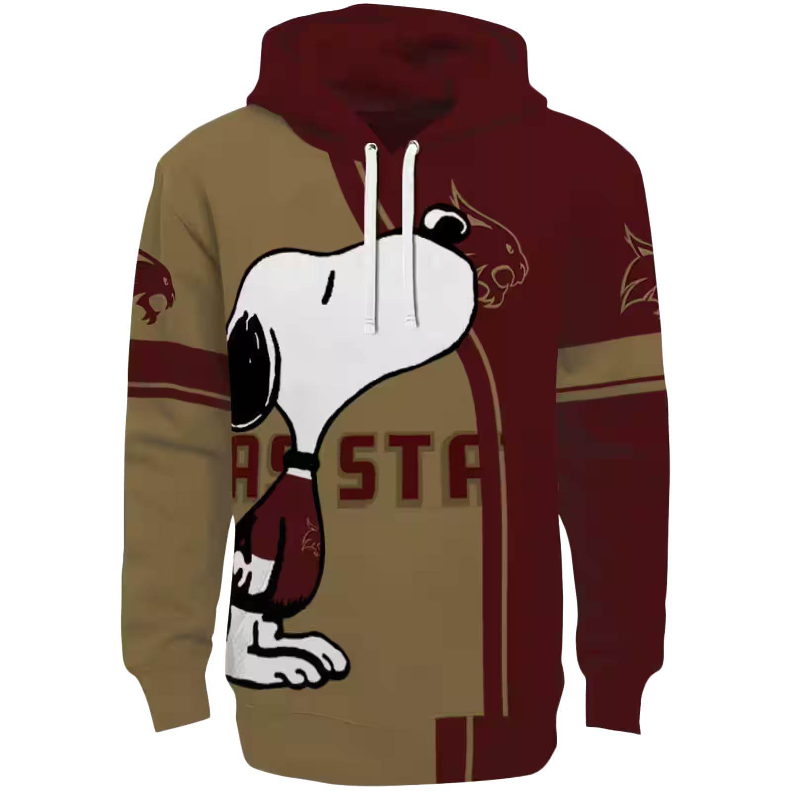 Texas State Bobcats Playful Snoopy Maroon Hoodie