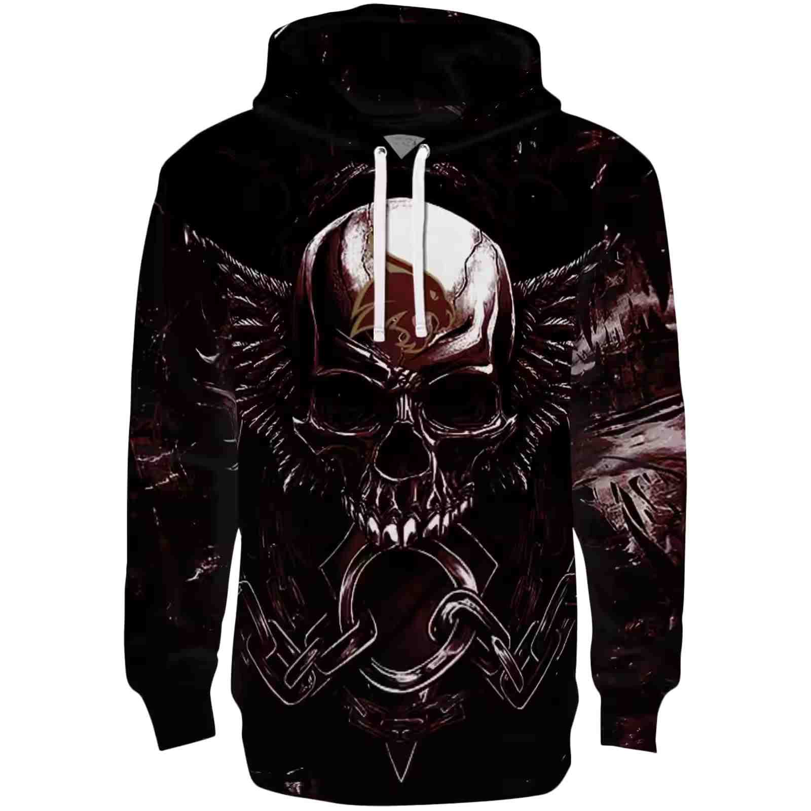 Texas State Bobcats Skull Artwork Maroon Black Hoodie