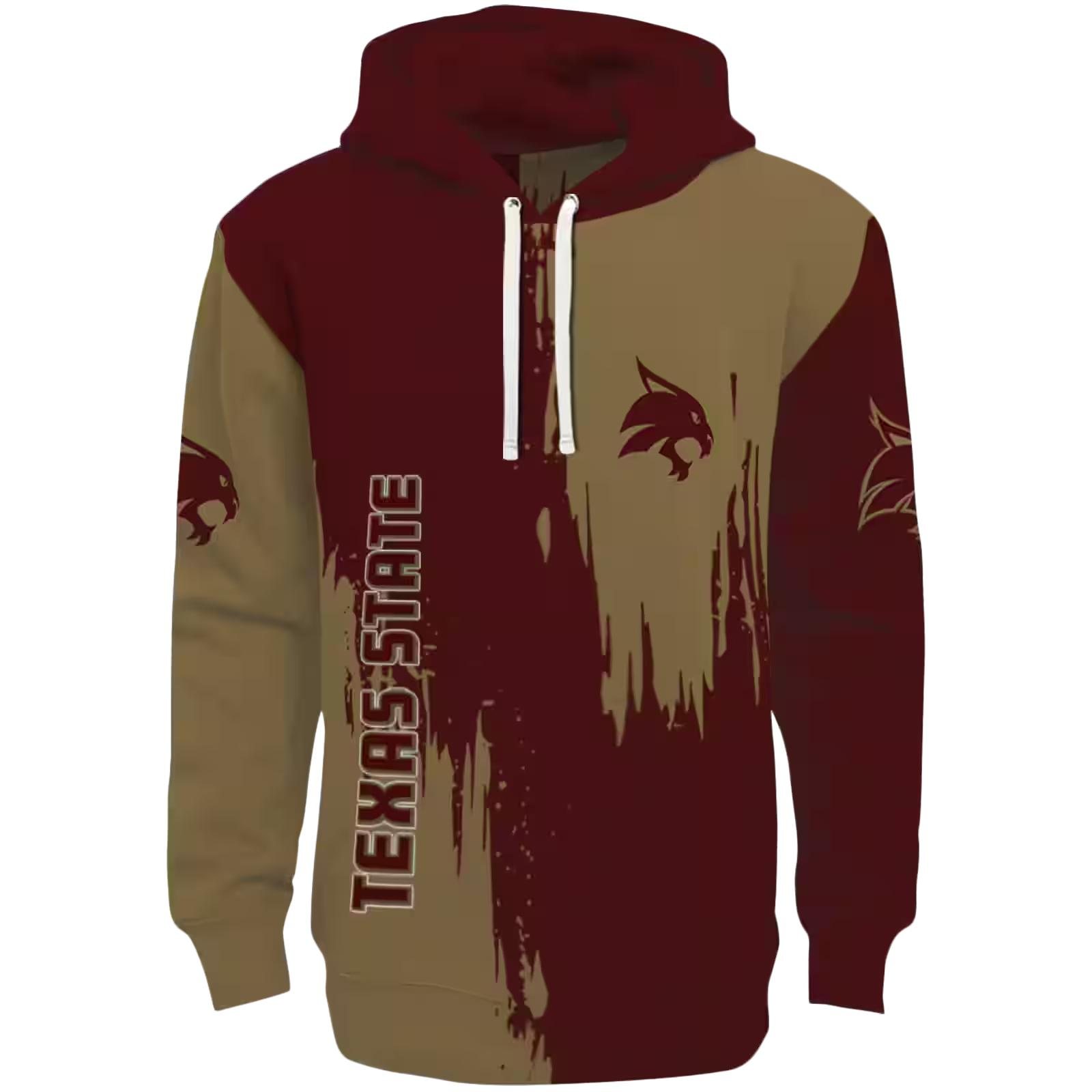 Texas State Bobcats Splatter Effect Maroon Hoodie