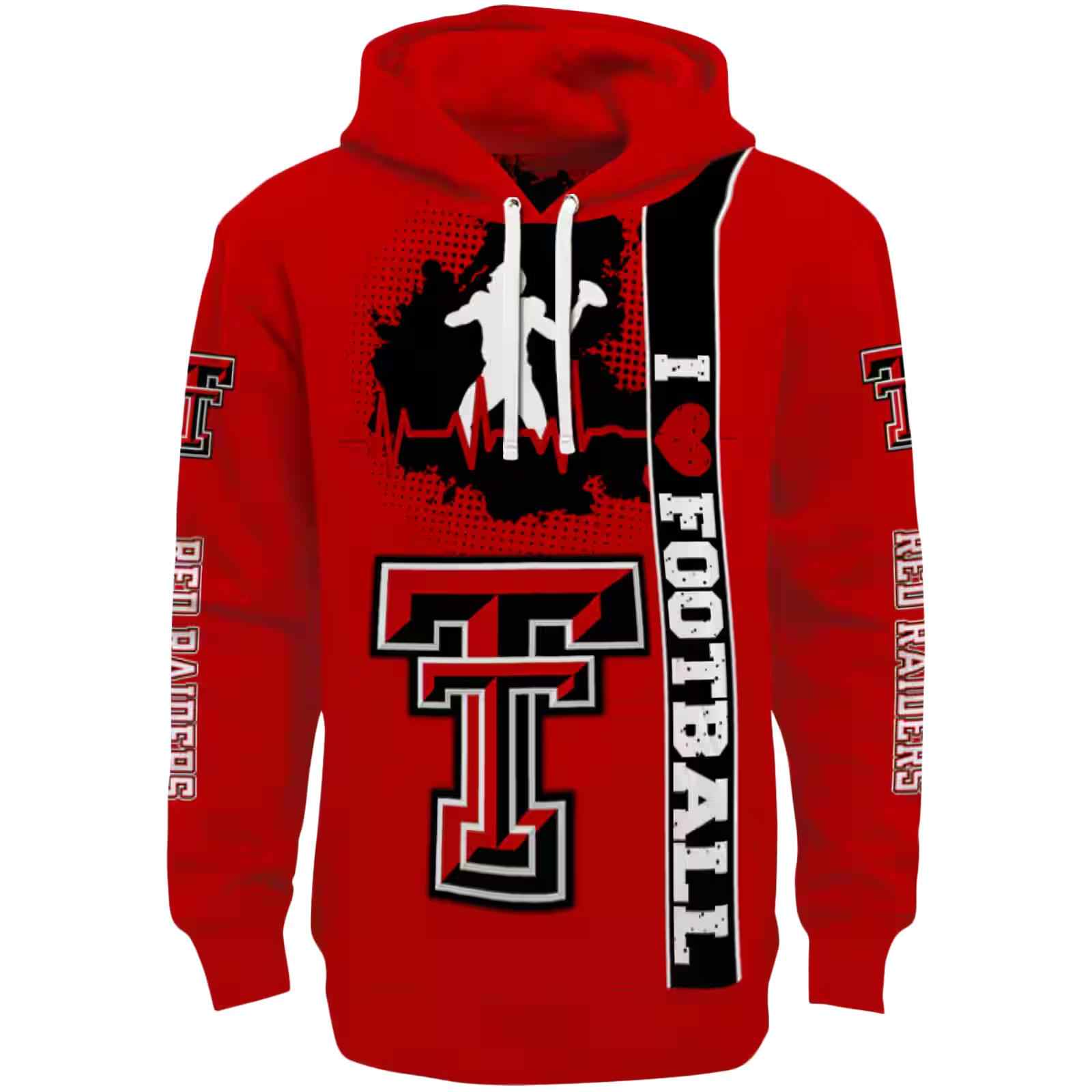 Texas Tech Red Raiders Football Heartbeat Red Hoodie