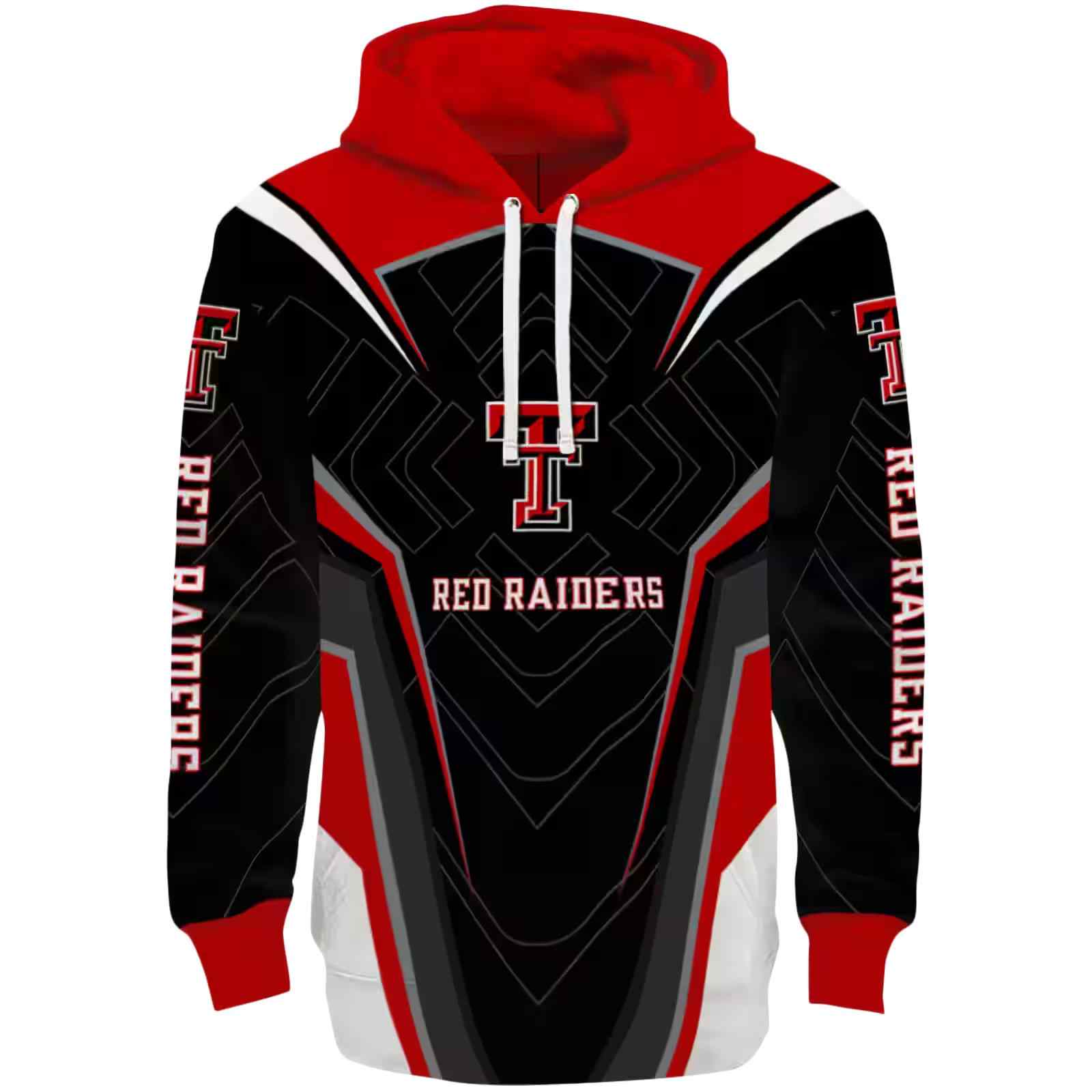 Texas Tech Red Raiders Futuristic Pattern Red Black Hoodie