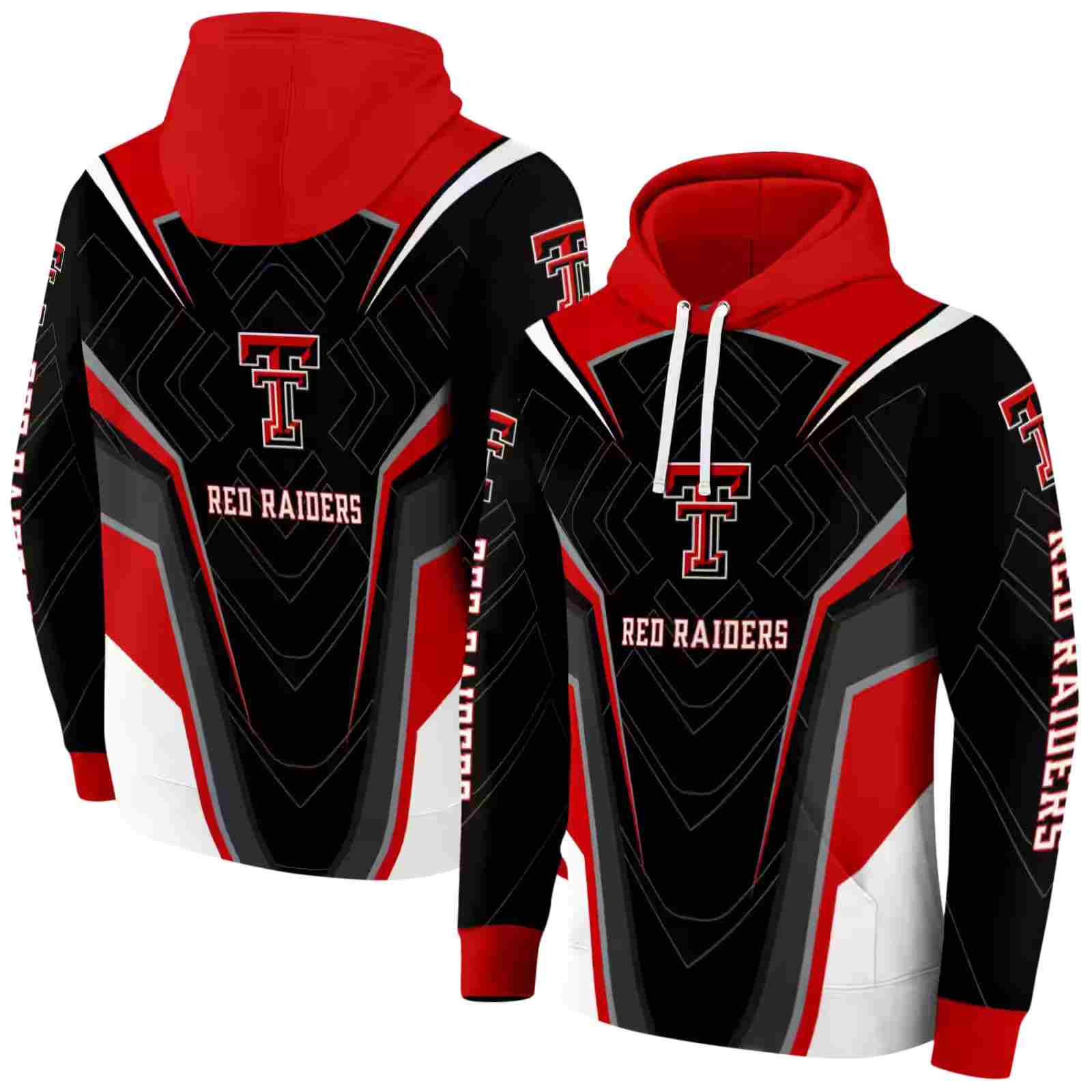 texas tech red raiders futuristic pattern red black hoodie fashion forward