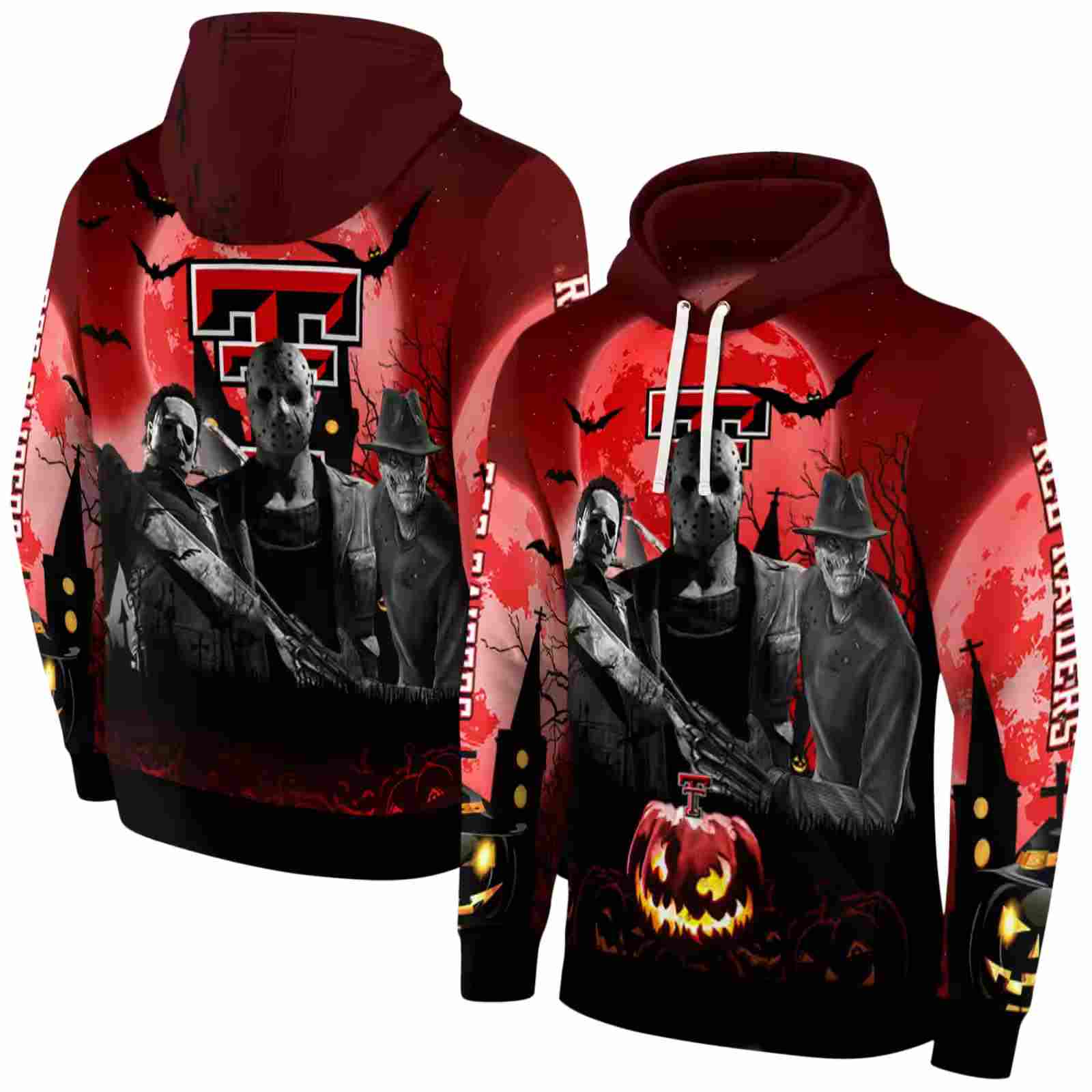 texas tech red raiders halloween vibes red black hoodie fashion forward