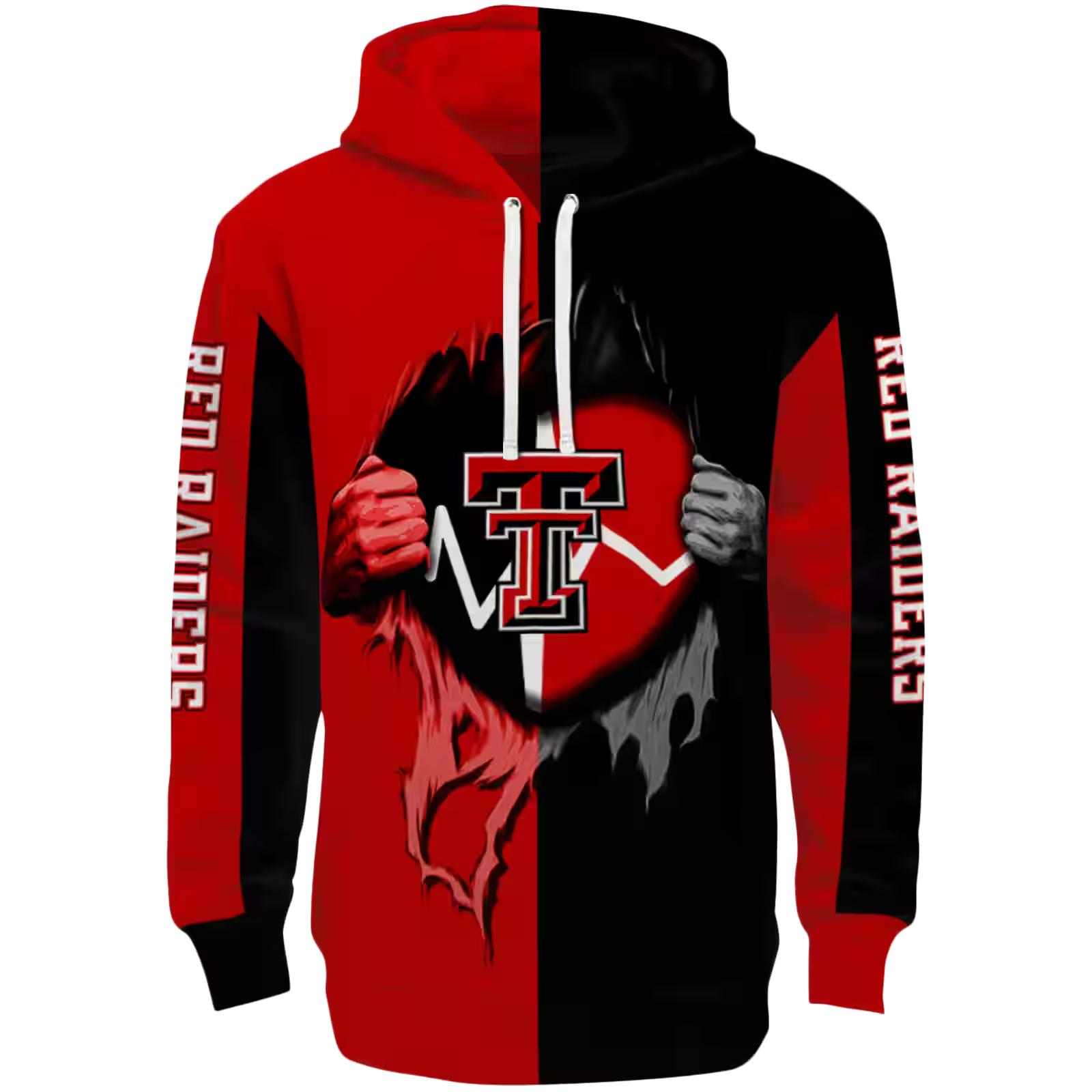 Texas Tech Red Raiders Heartbeat Graphic Red Hoodie