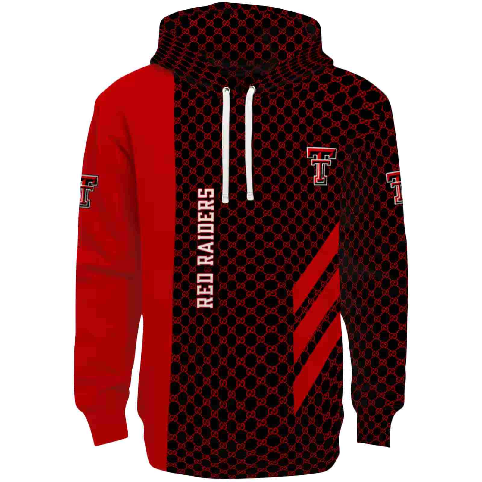 Texas Tech Red Raiders Monogram Pattern Red Hoodie