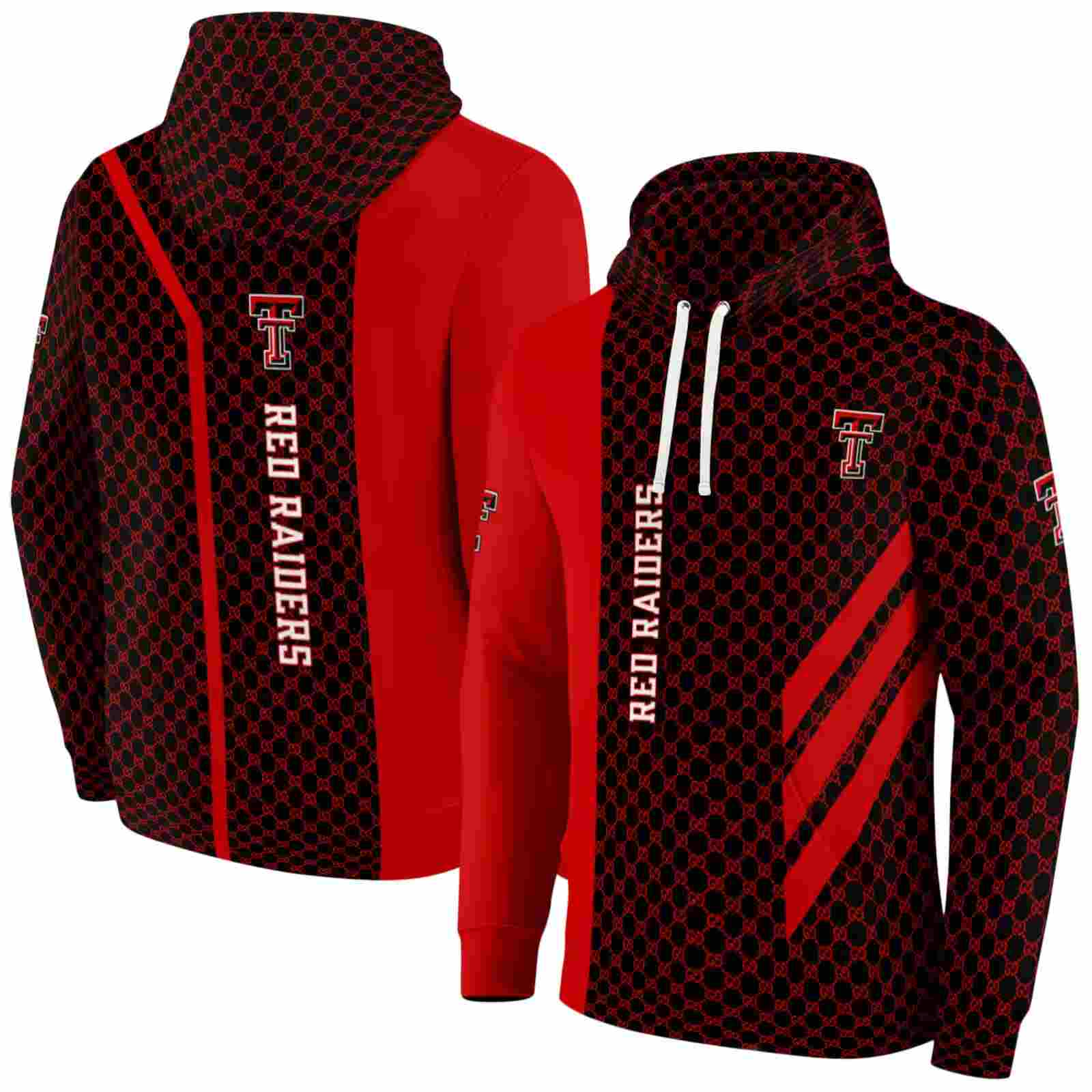 texas tech red raiders monogram pattern red hoodie fashion forward