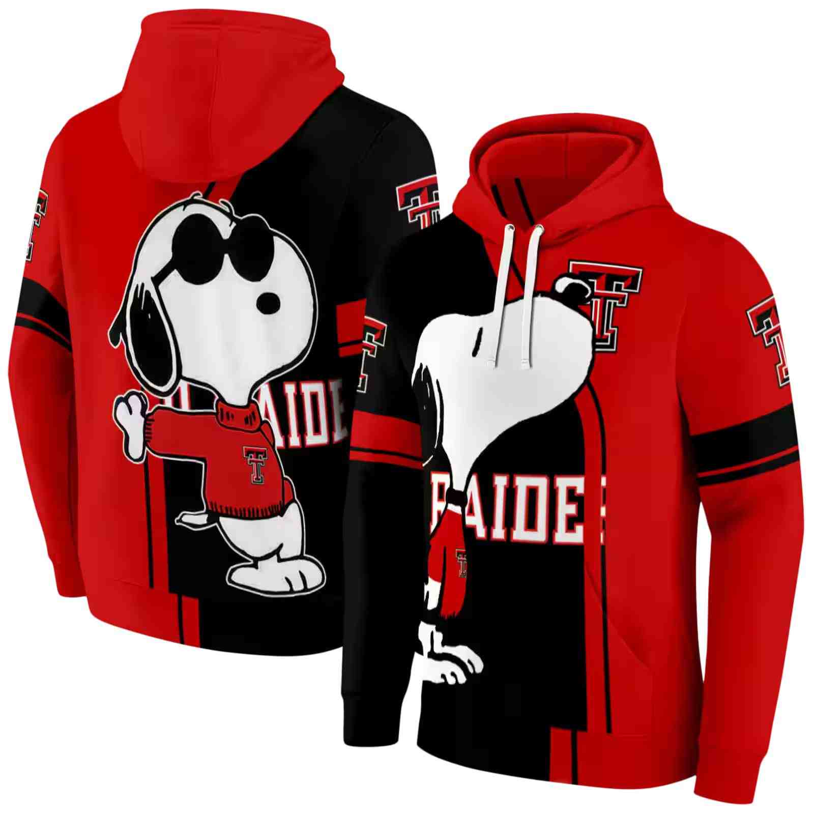 texas tech red raiders playful snoopy red hoodie fashion forward