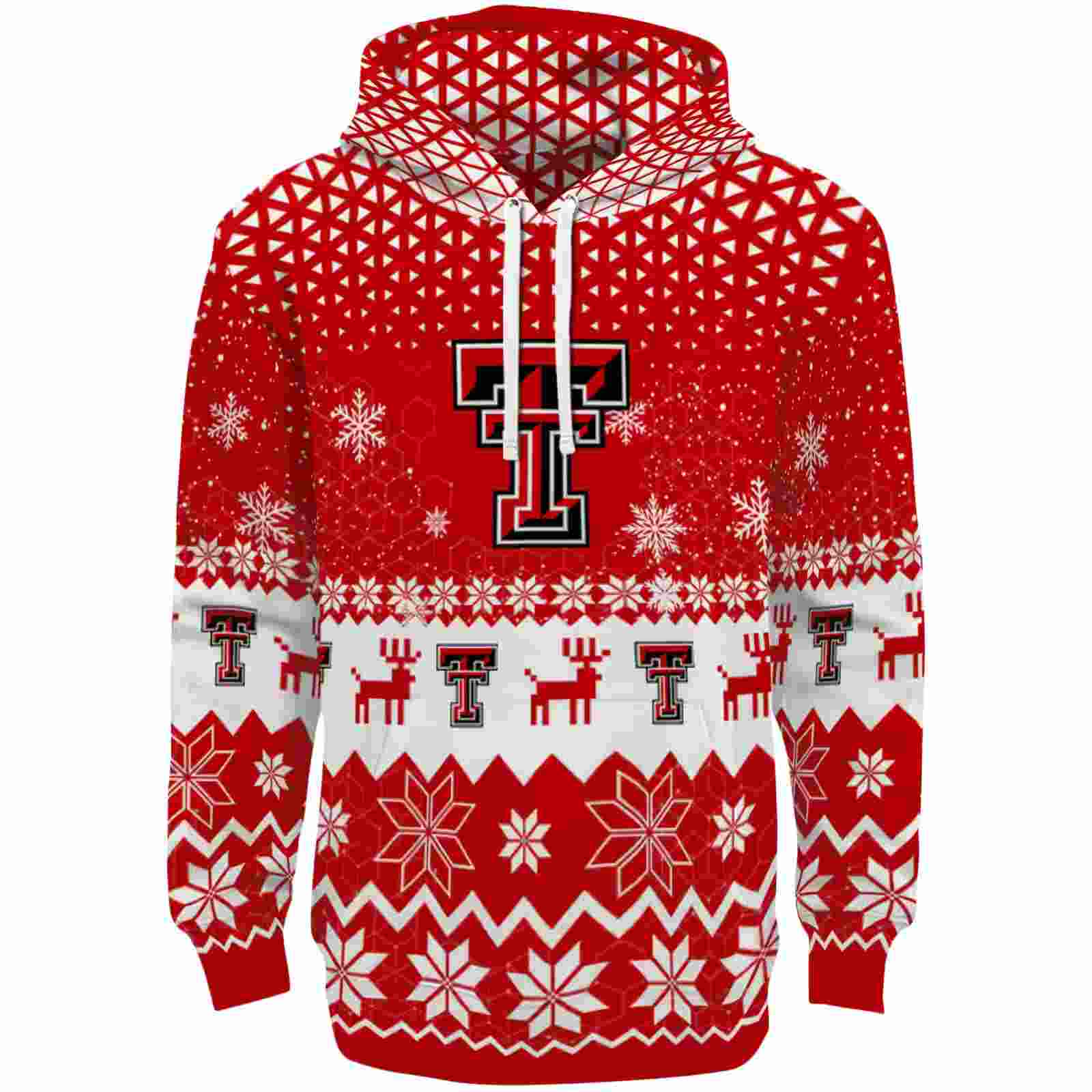 Texas Tech Red Raiders Reindeer Motif Red Hoodie