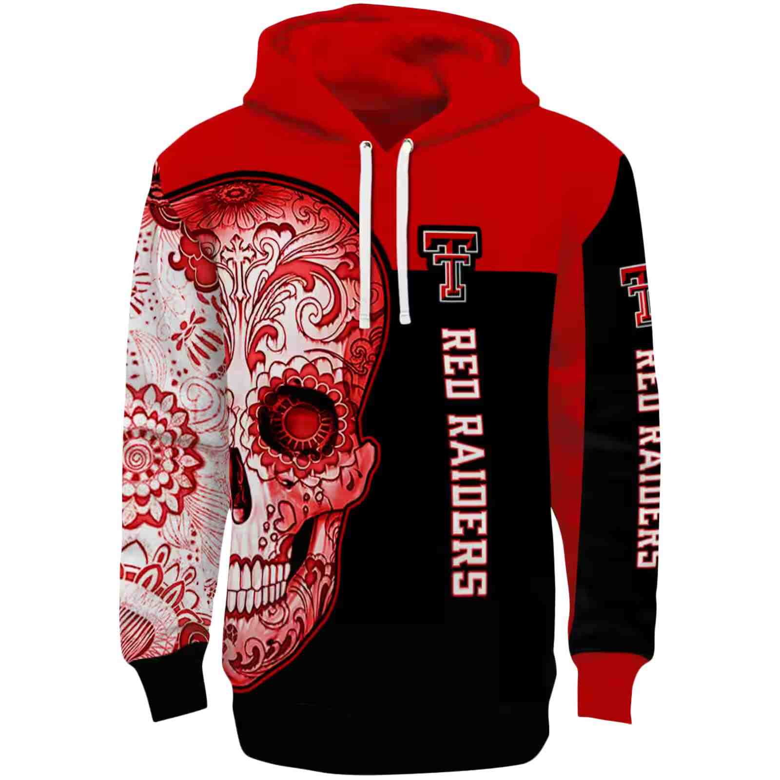 Texas Tech Red Raiders Sugar Skull Red Black Hoodie