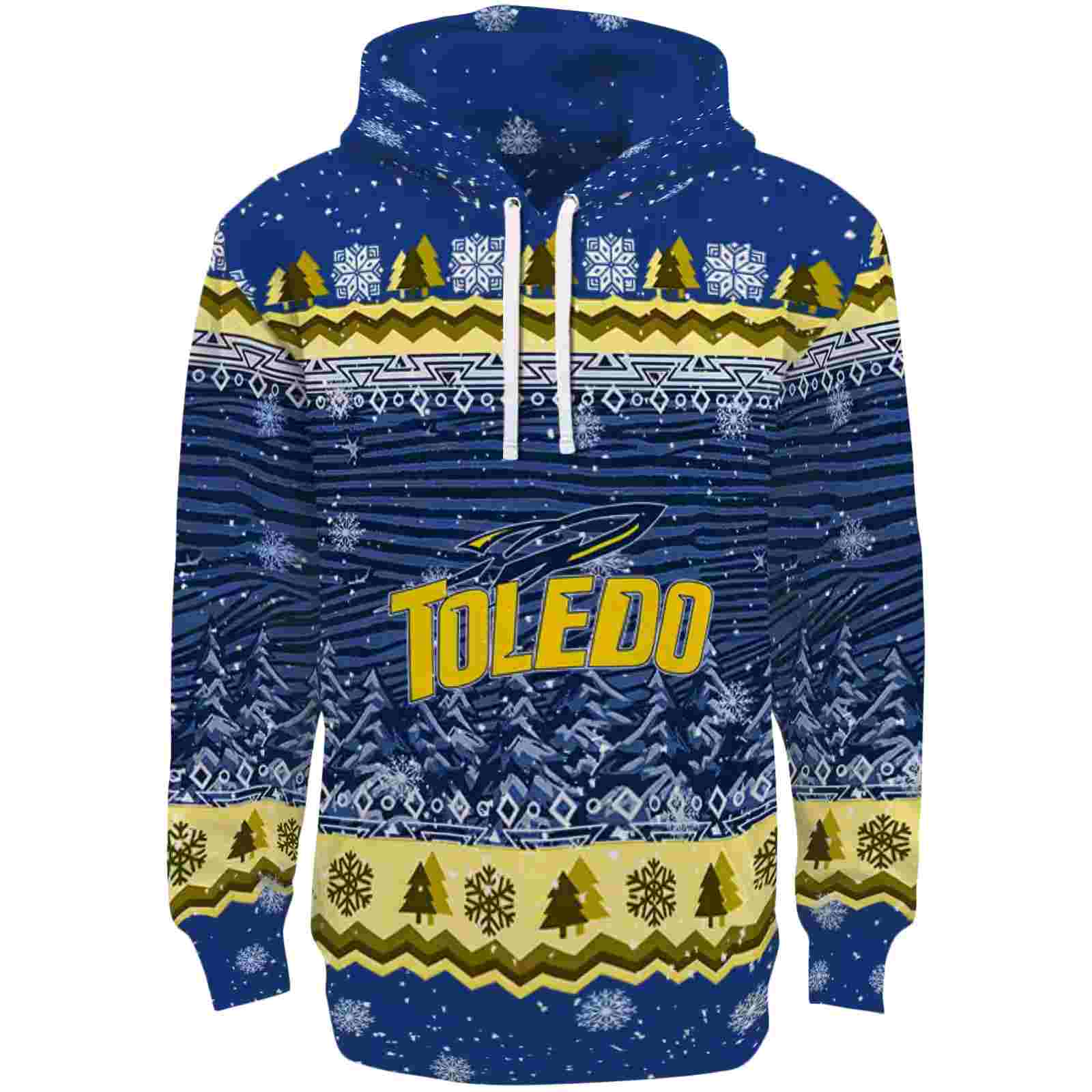 Toledo Rockets Christmas Trees Blue Hoodie