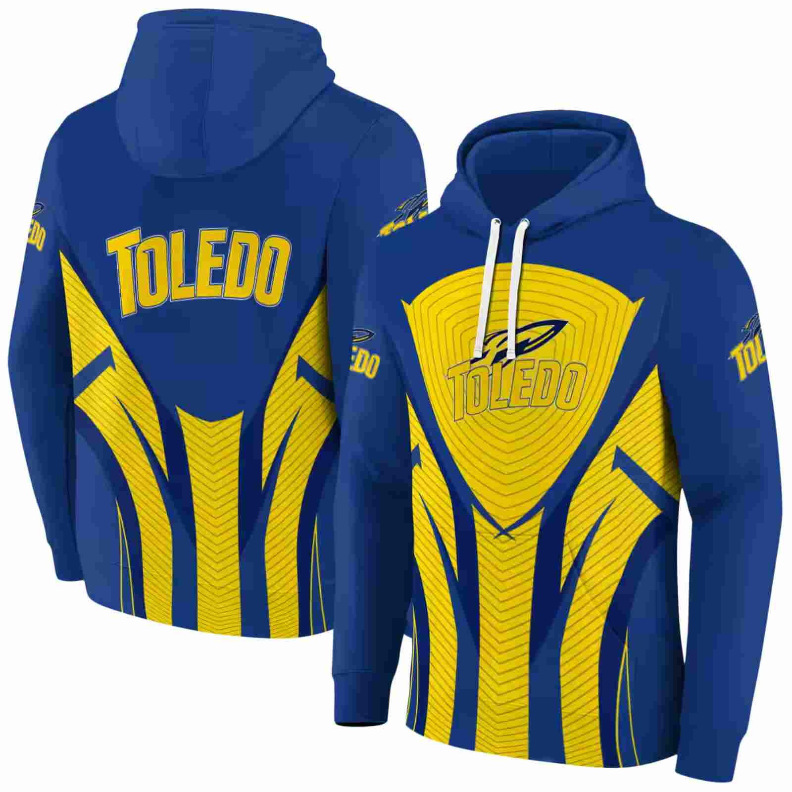 toledo rockets concentric lines blue black hoodie fashion forward