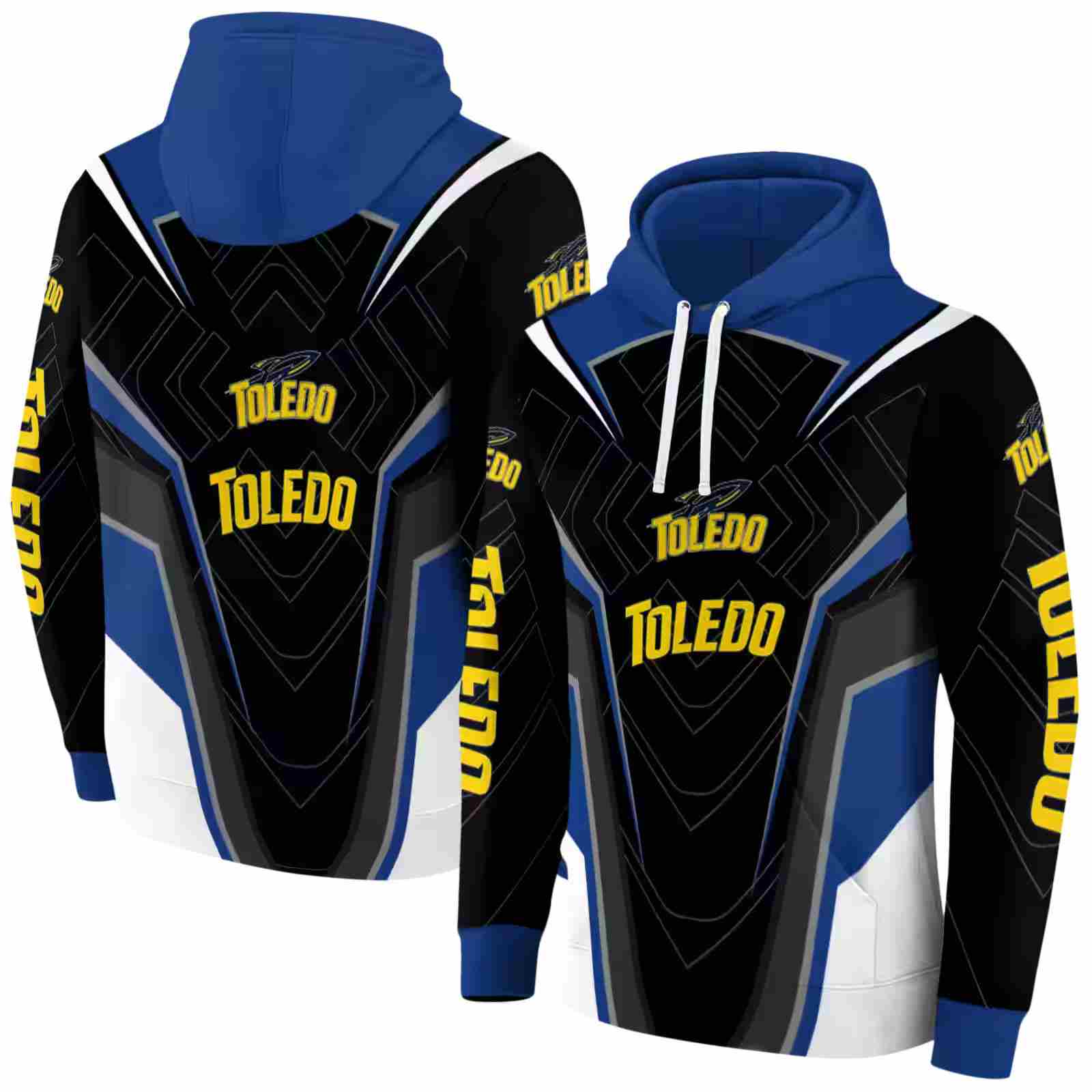 toledo rockets futuristic pattern blue black hoodie fashion forward