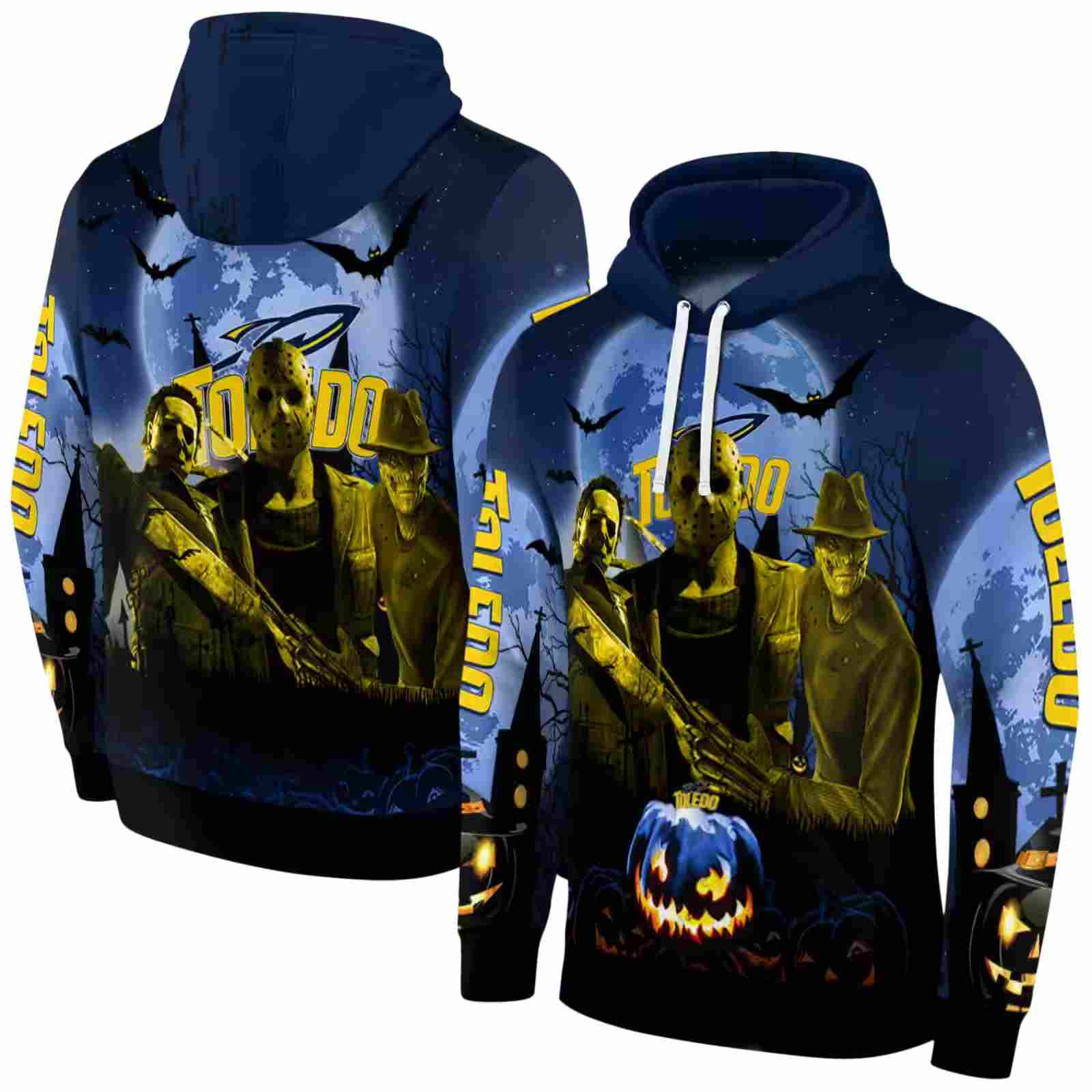 toledo rockets halloween vibes blue black hoodie fashion forward