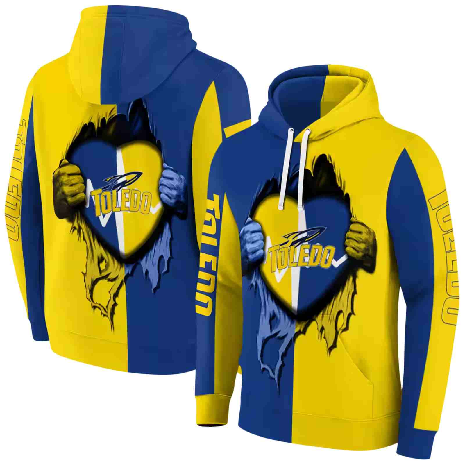 toledo rockets heartbeat graphic blue hoodie fashion forward