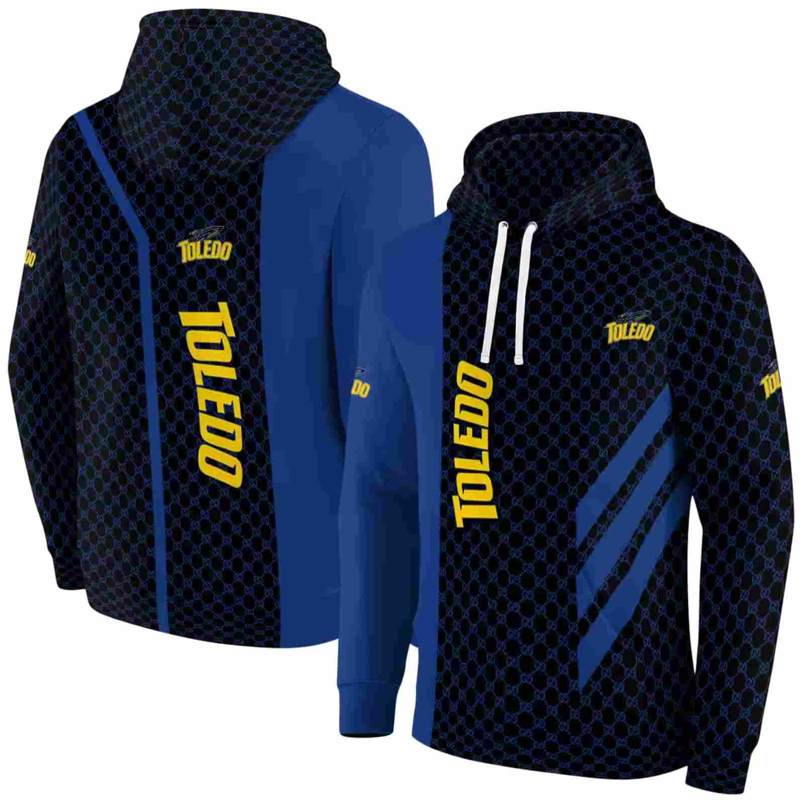 toledo rockets monogram pattern blue hoodie fashion forward