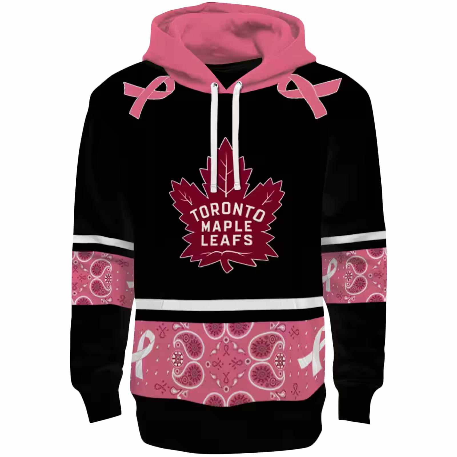 Toronto Maple Leafs Awareness Ribbon Black Pink Hoodie