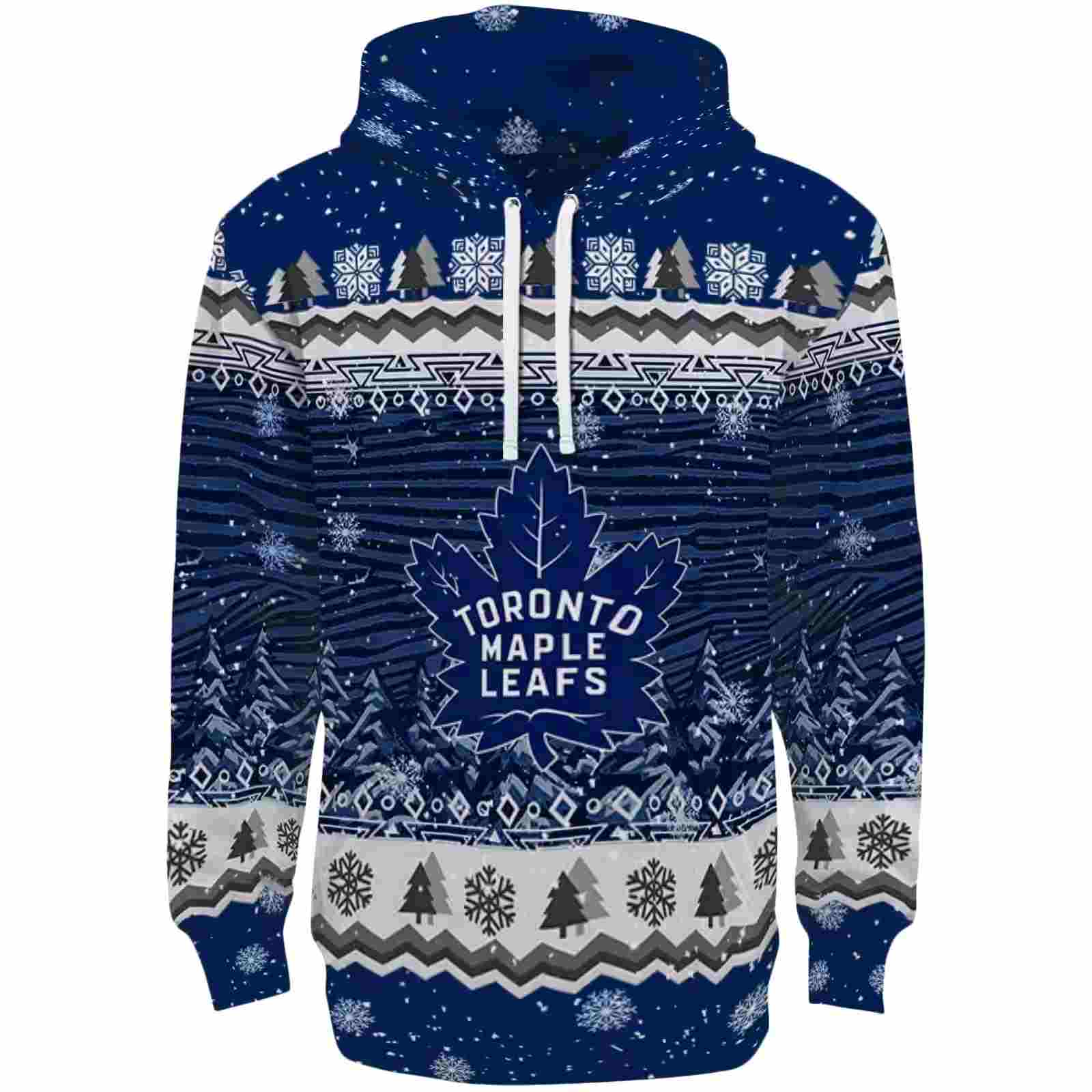 Toronto Maple Leafs Christmas Trees Blue Hoodie